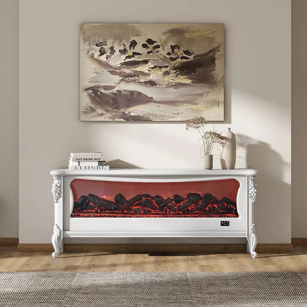 Modern Electric Fireplace TV Stand with LED Flame Effects