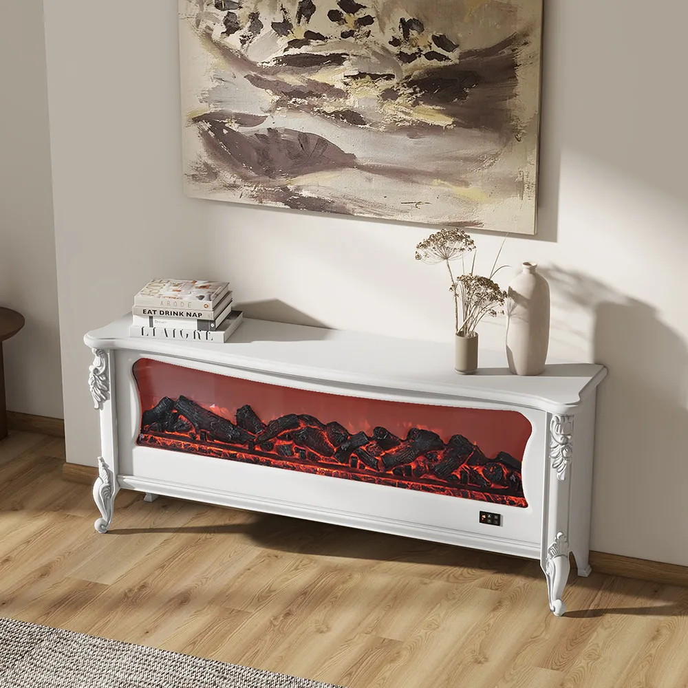 Modern Electric Fireplace TV Stand with LED Flame Effects