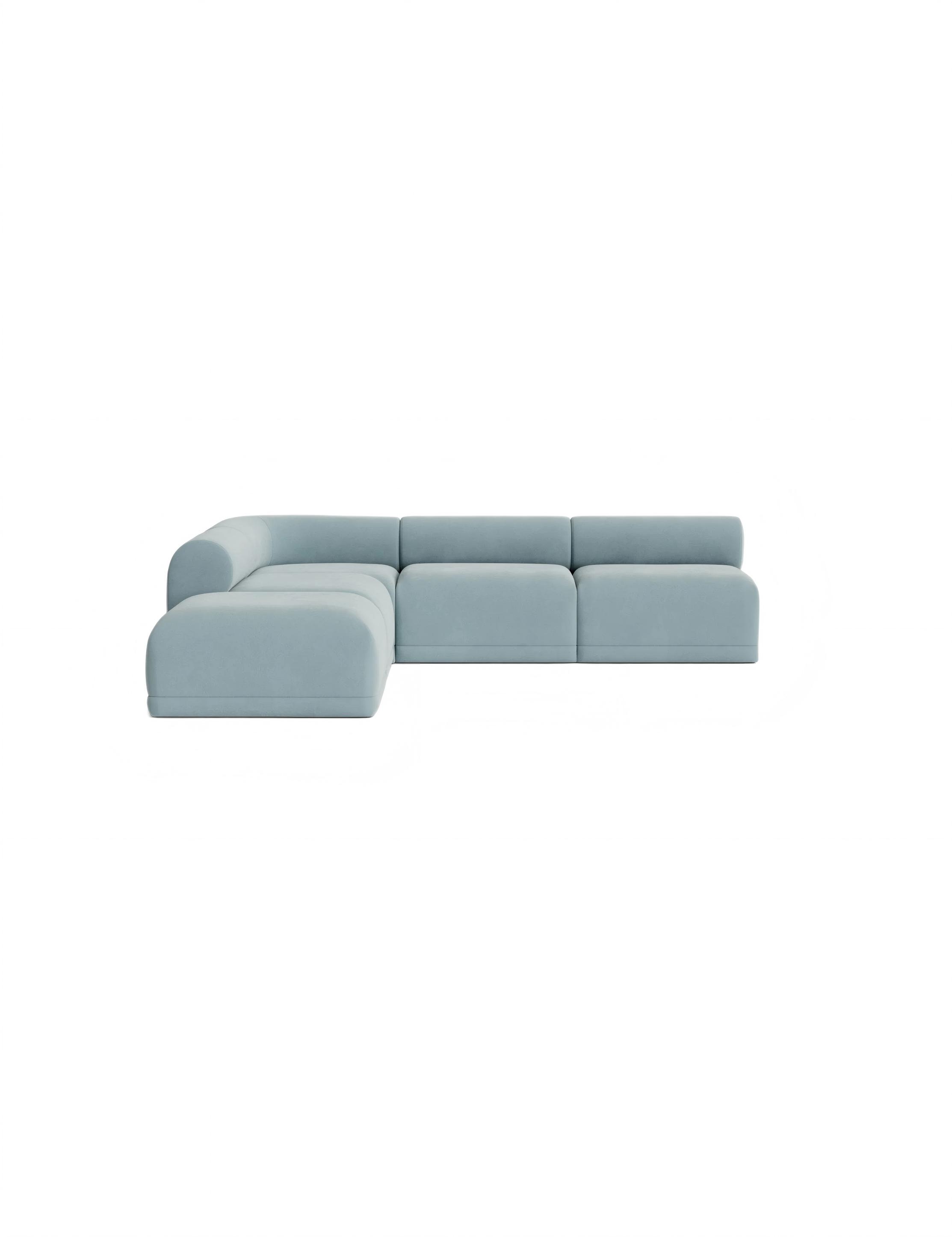 Blue Modular Sectional Sofa with Ottoman