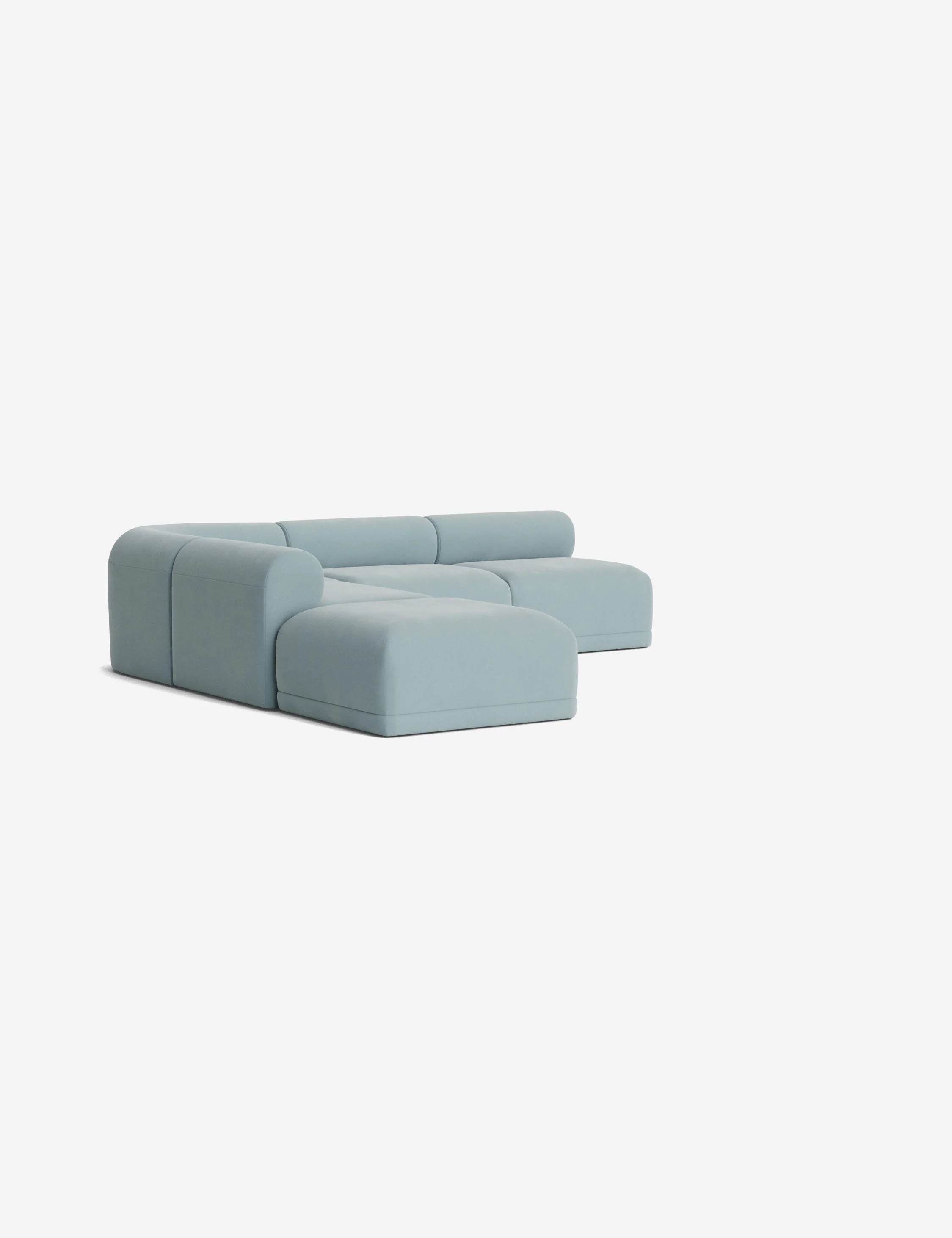 Blue Modular Sectional Sofa with Ottoman