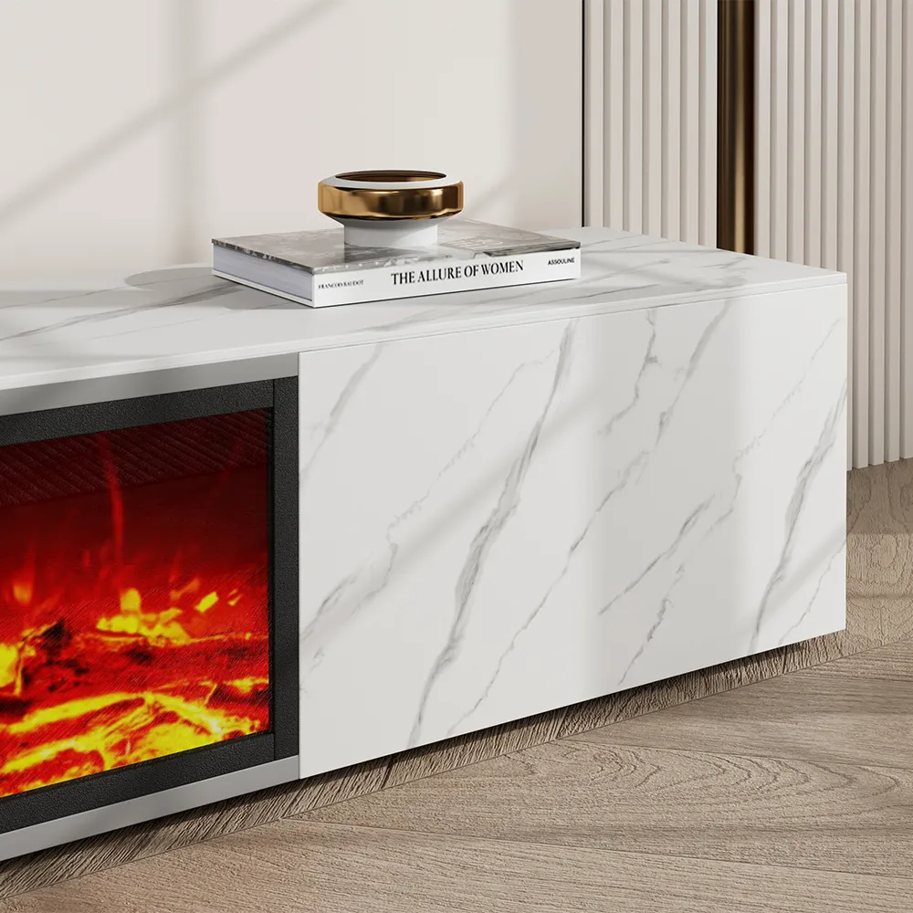 Modern Light Luxury Electric Fireplace TV Stand with LED Flame Effects