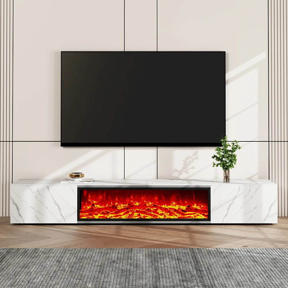 Modern Light Luxury Electric Fireplace TV Stand with LED Flame Effects