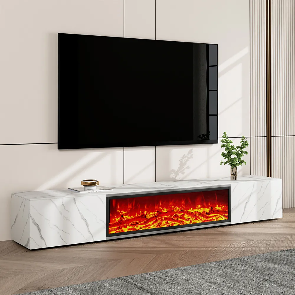 Modern Light Luxury Electric Fireplace TV Stand with LED Flame Effects