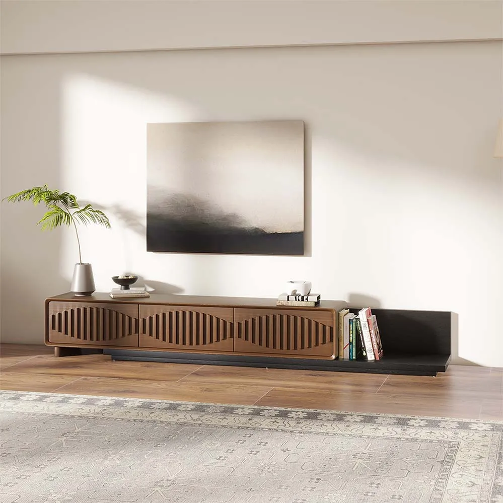 Modern Wood Strip Extendable TV Stand Modern Wood Strip Extendable TV Stand