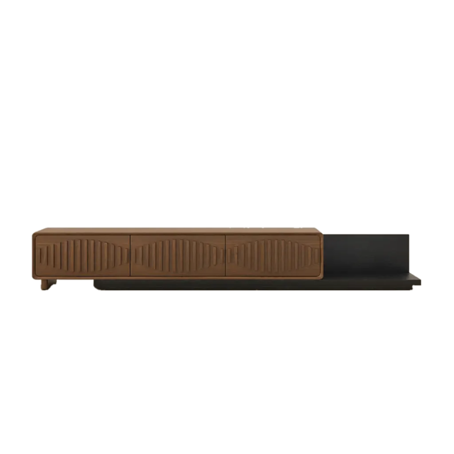 Modern Wood Strip Extendable TV Stand