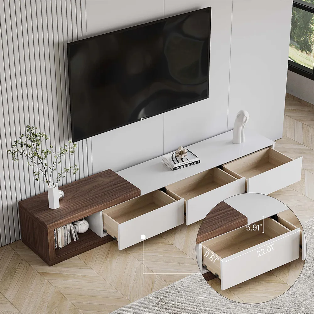 Modern Retractable Wood TV Stand