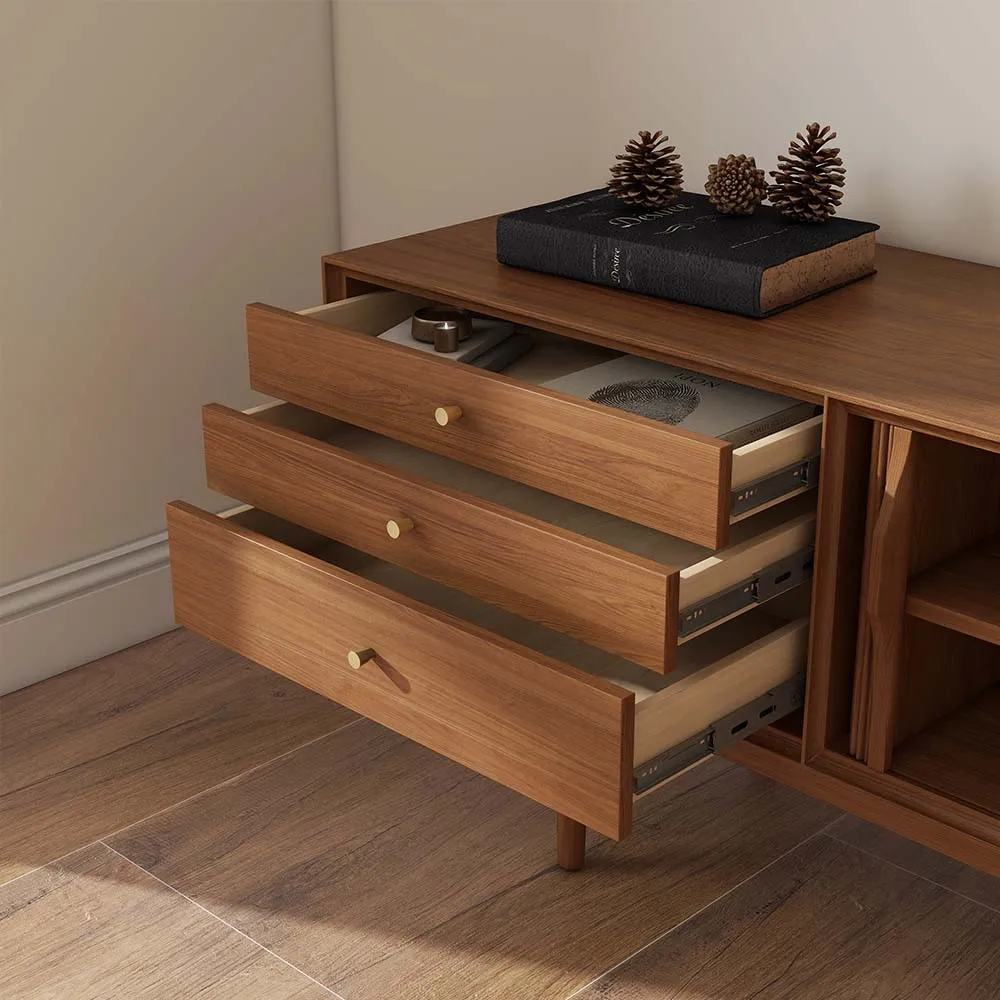 Mid-Century Modern Fluted TV Stand with Tambour Doors Mid-Century Modern Fluted TV Stand with Tambour Doors