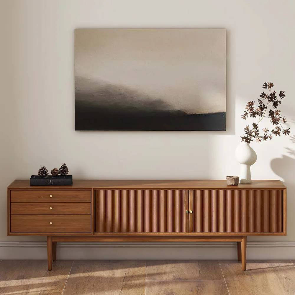 Mid-Century Modern Fluted TV Stand with Tambour Doors Mid-Century Modern Fluted TV Stand with Tambour Doors