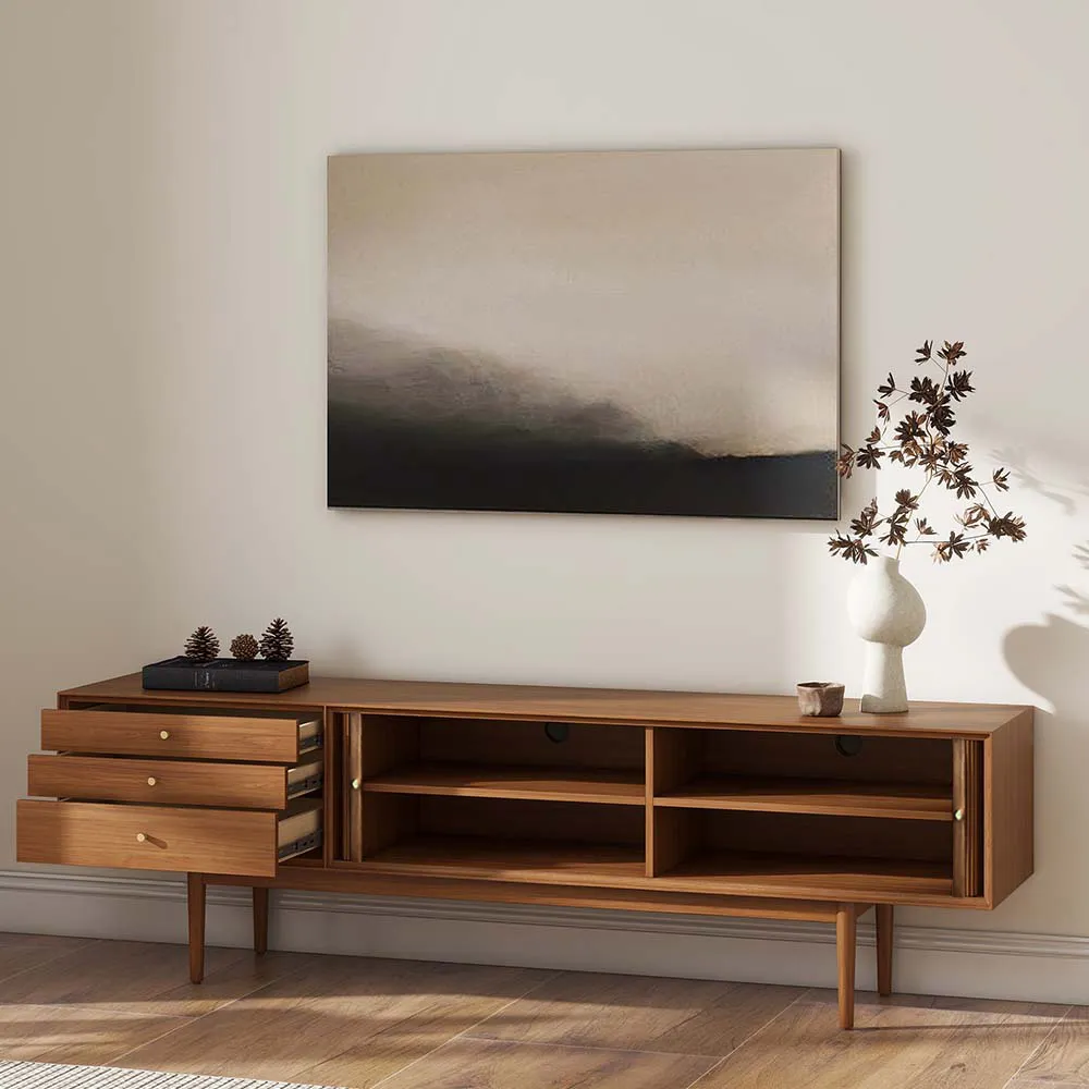 Mid-Century Modern Fluted TV Stand with Tambour Doors Mid-Century Modern Fluted TV Stand with Tambour Doors