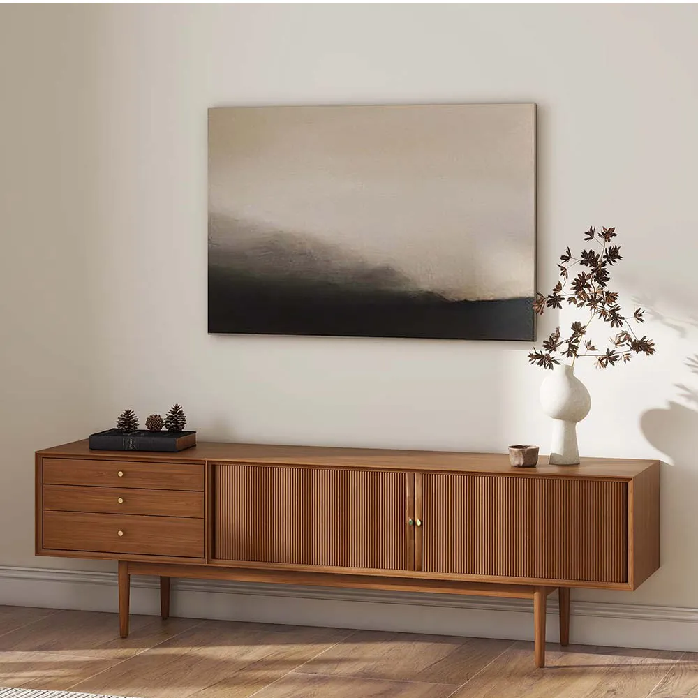 Mid-Century Modern Fluted TV Stand with Tambour Doors Mid-Century Modern Fluted TV Stand with Tambour Doors