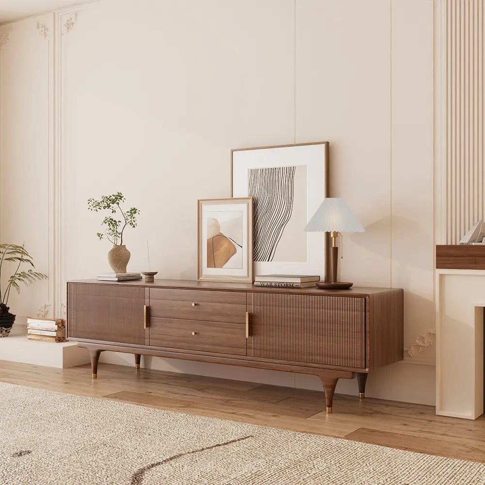 vMid-Century Modern Fluted TV Stand Mid-Century Modern Fluted TV Stand
