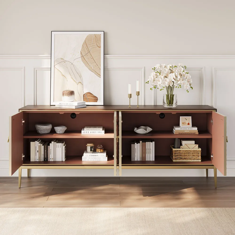 Luxury TV Stand with Fish Scale Pattern Doors