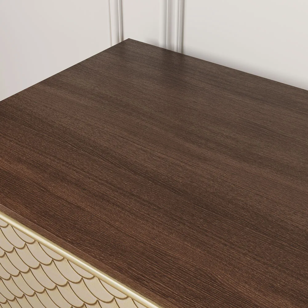 Luxury TV Stand with Fish Scale Pattern Doors