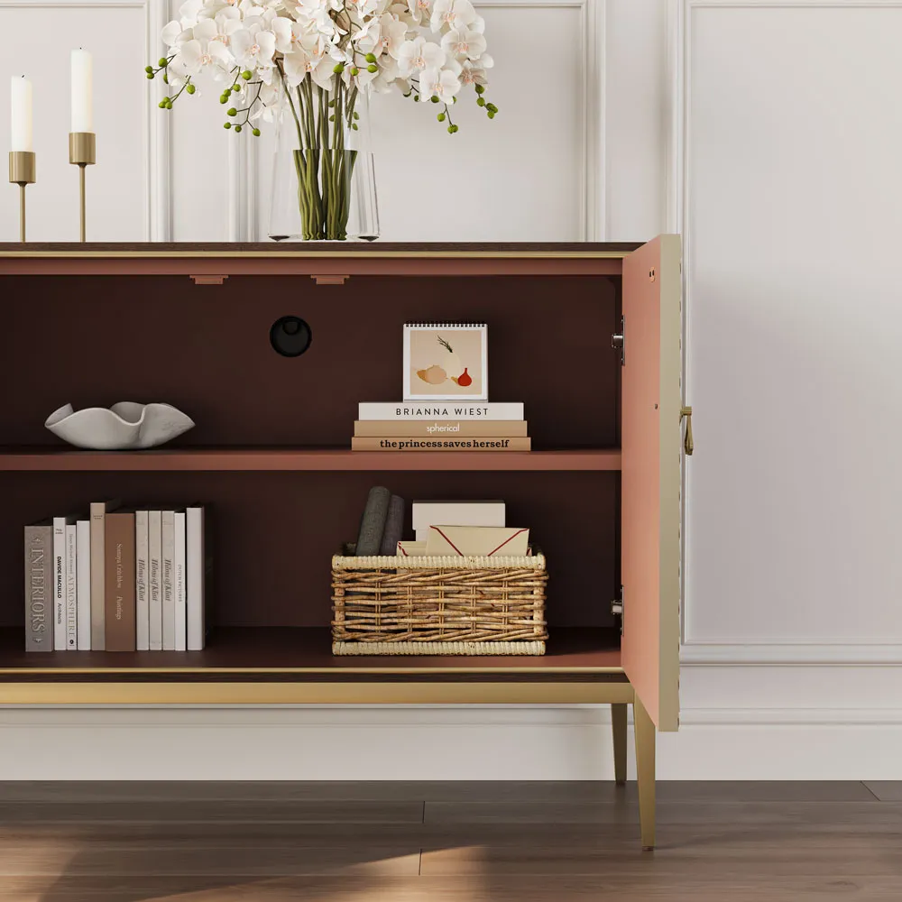 Luxury TV Stand with Fish Scale Pattern Doors