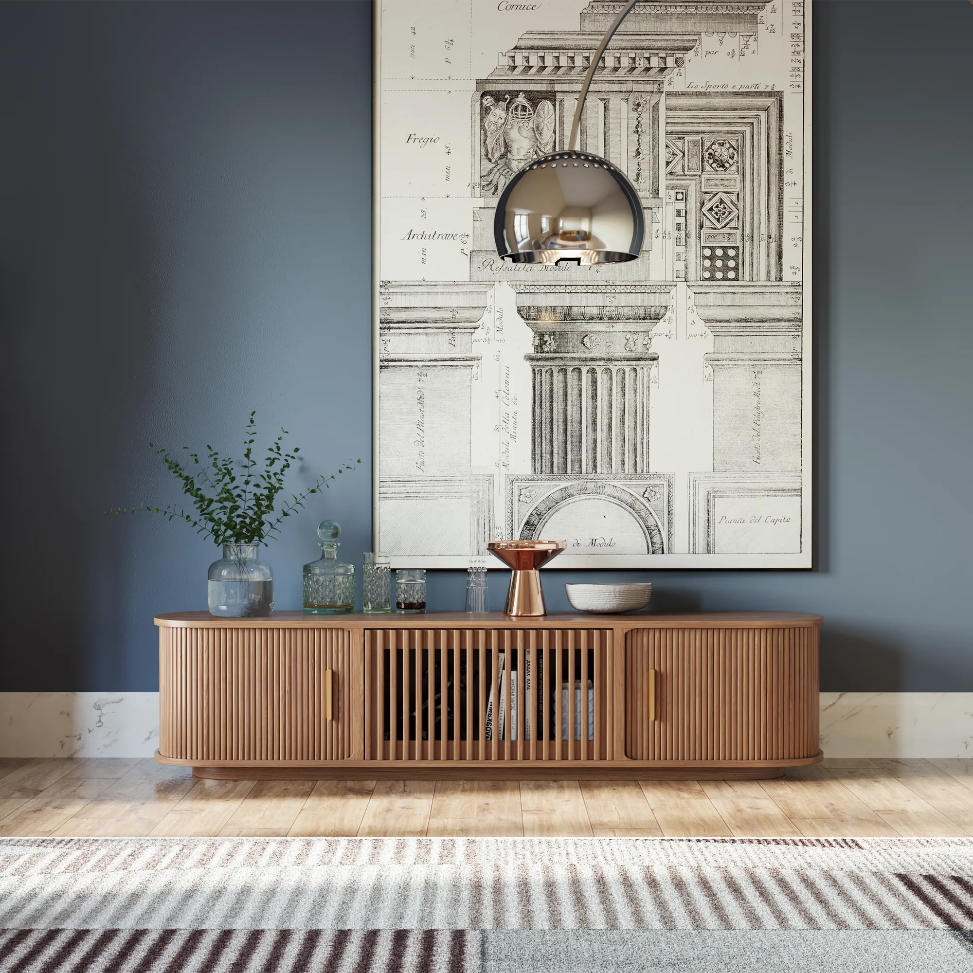 Mid-Century Modern Tambour Door TV Stand