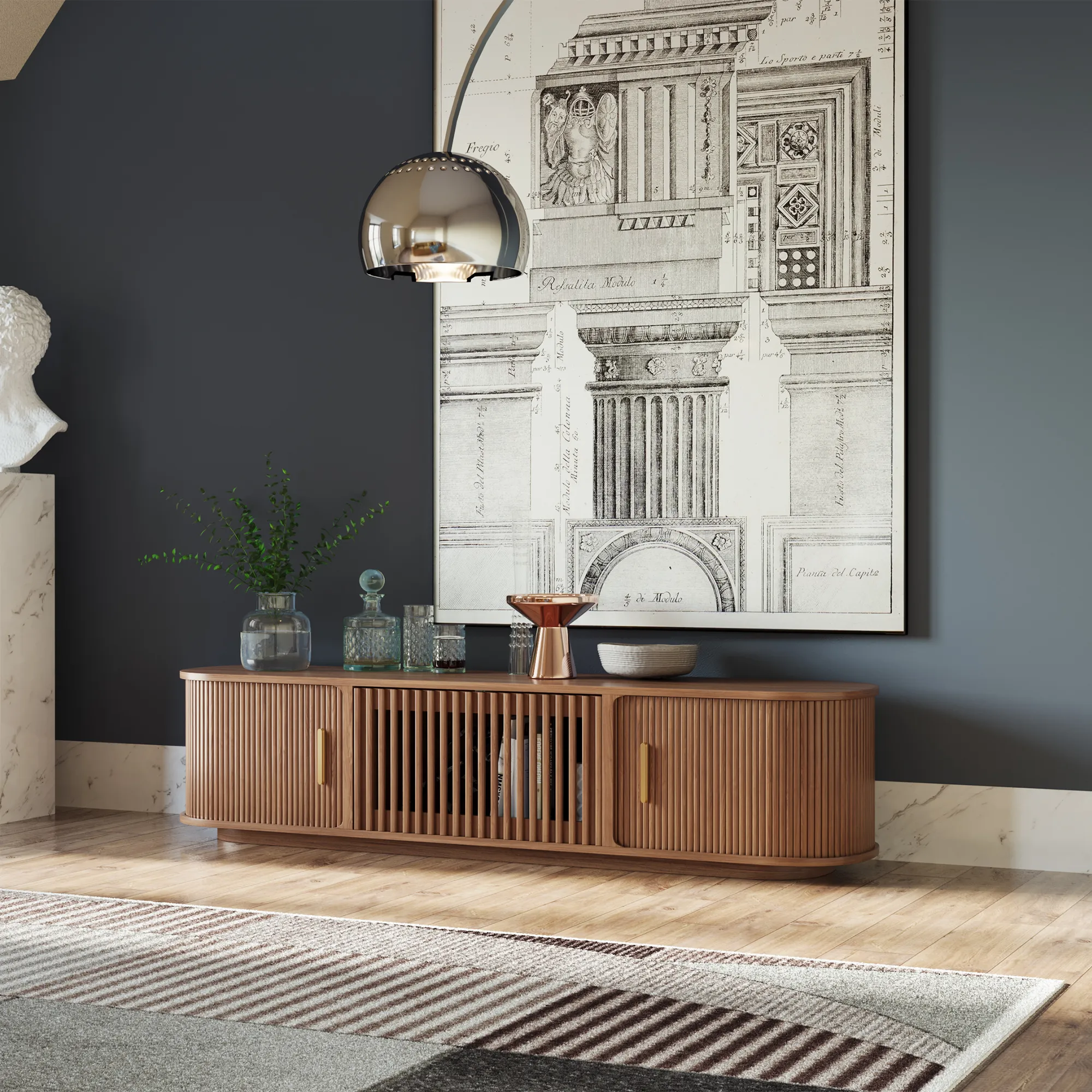 Mid-Century Modern Tambour Door TV Stand