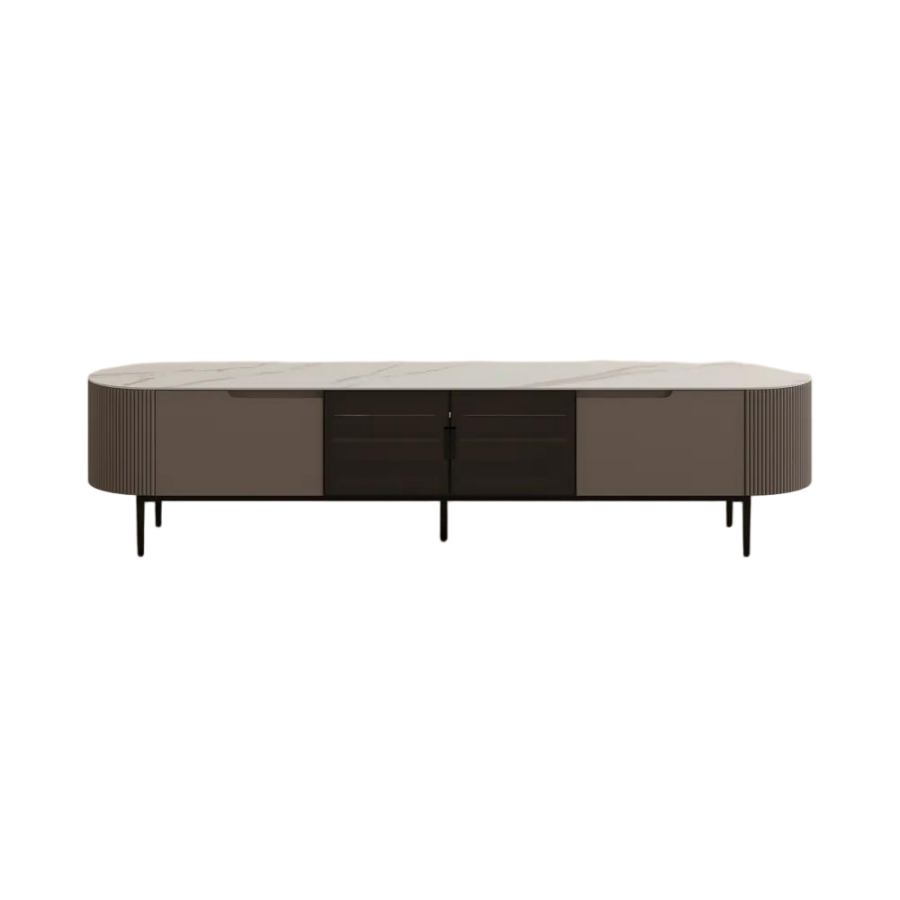 Modern TV Stand with Glossy Sintered Stone Top