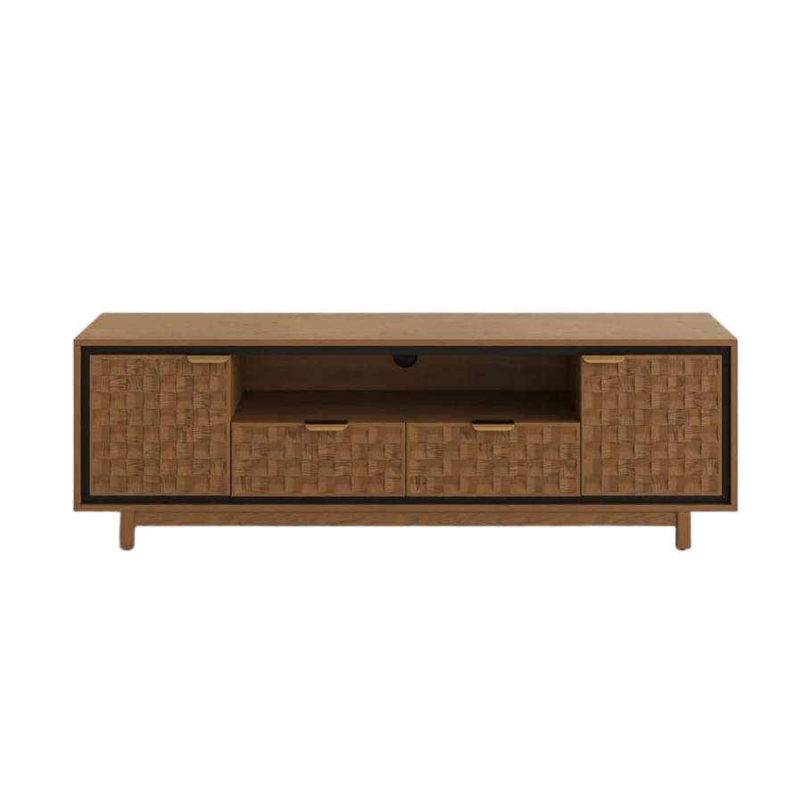 Geometric Media Console with Open Shelf