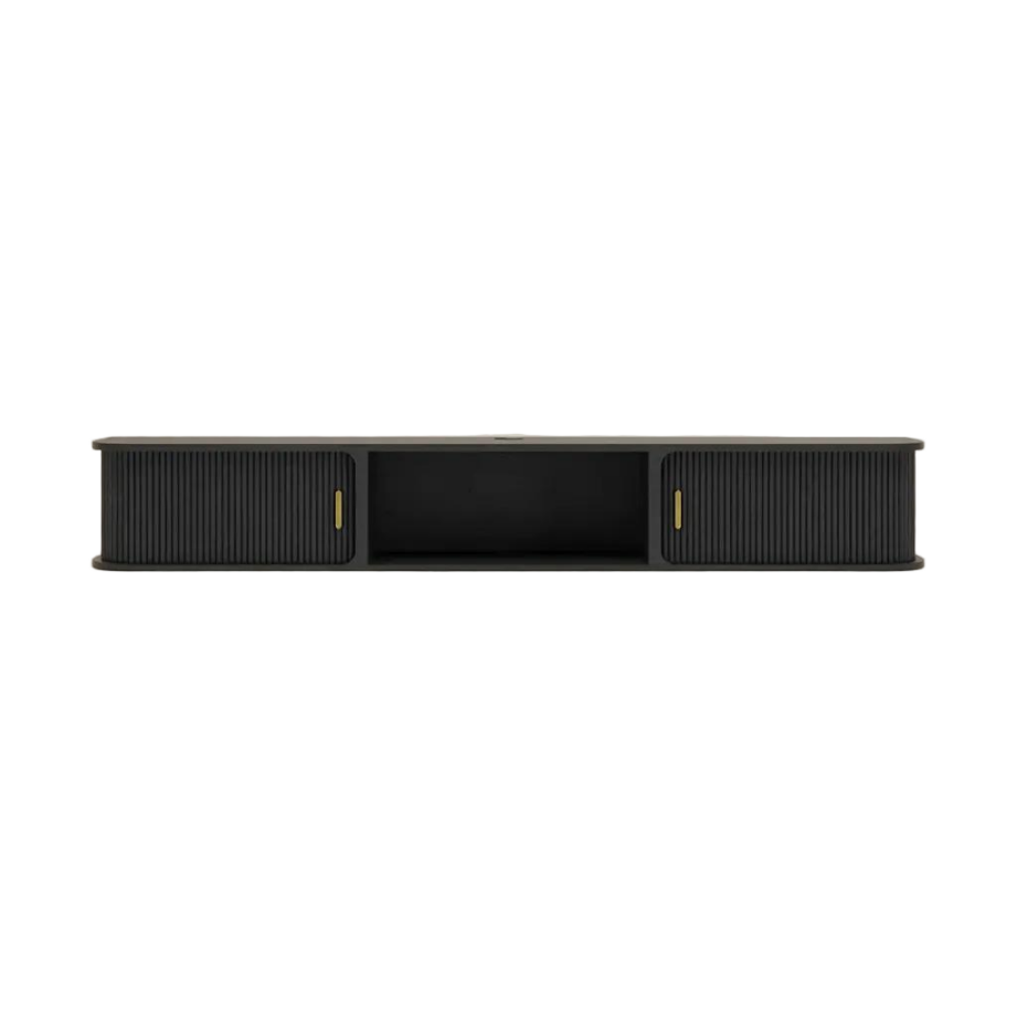 Mid-Century Modern Floating TV Stand with Sliding Tambour Doors