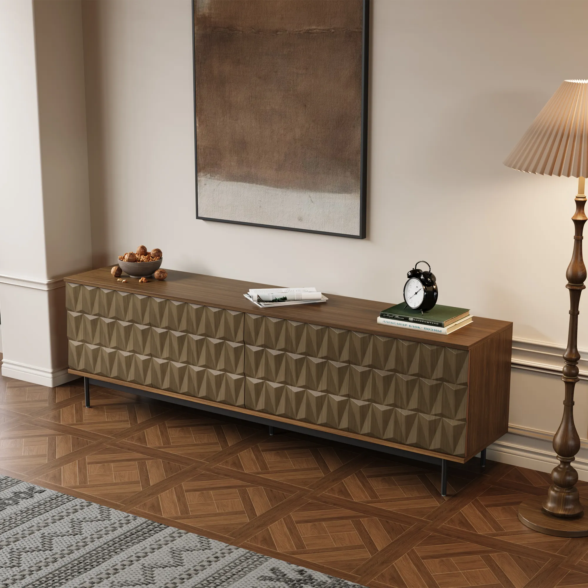 Mid-Century Modern Wooden TV Stand