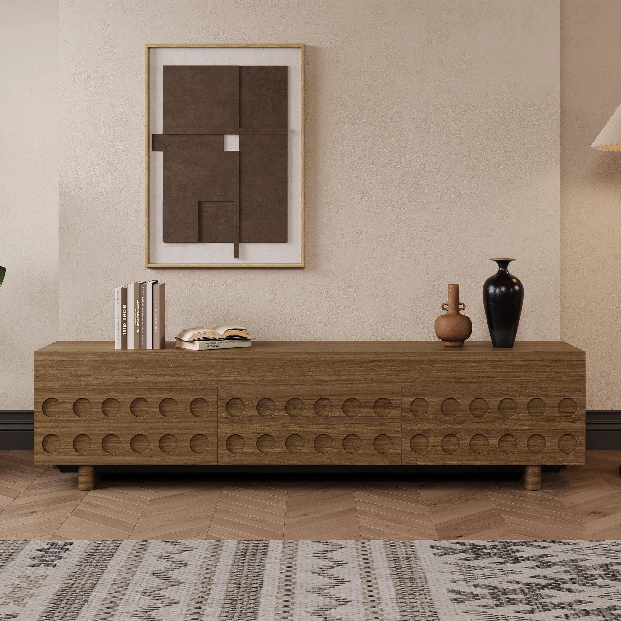 Mid-Century Modern Wooden TV Stand 