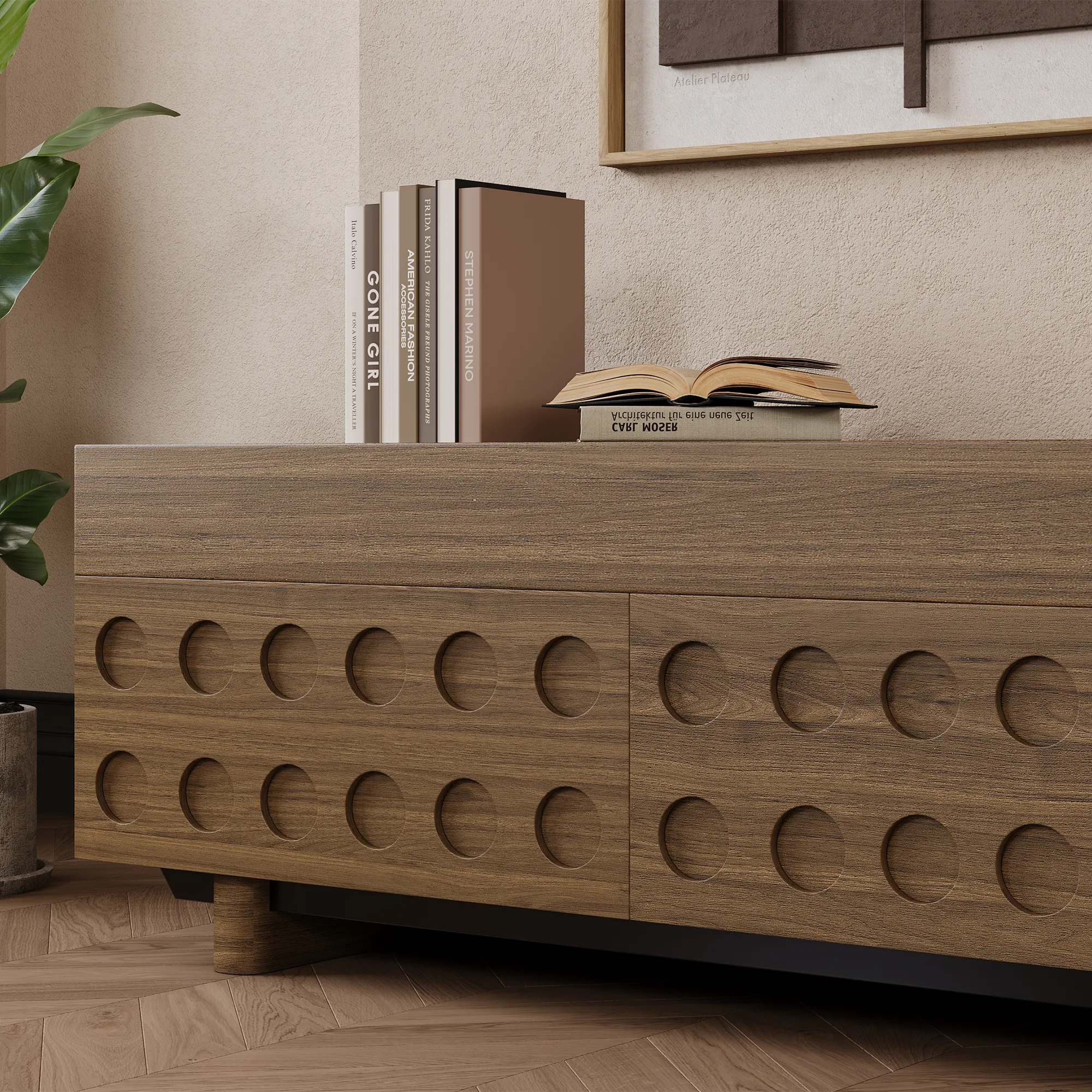 Mid-Century Modern Wooden TV Stand 