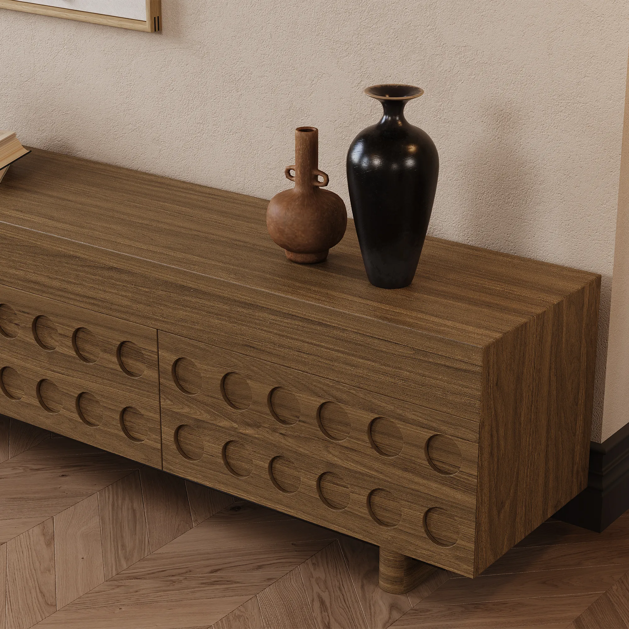 Mid-Century Modern Wooden TV Stand 