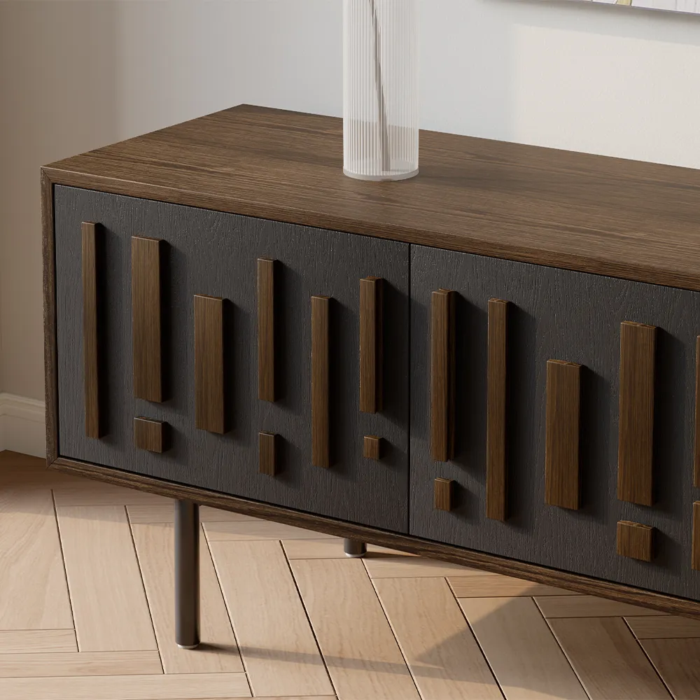 Mid-Century Modern Rubber Solid Wood TV Stand