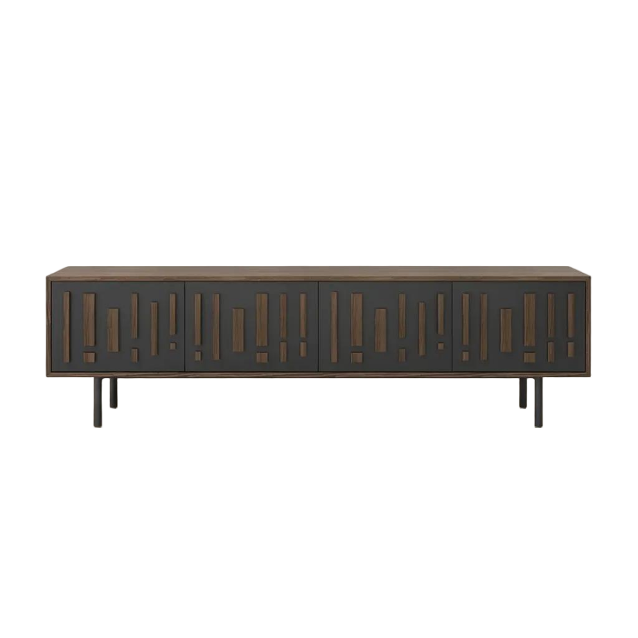 Mid-Century Modern Rubber Solid Wood TV Stand