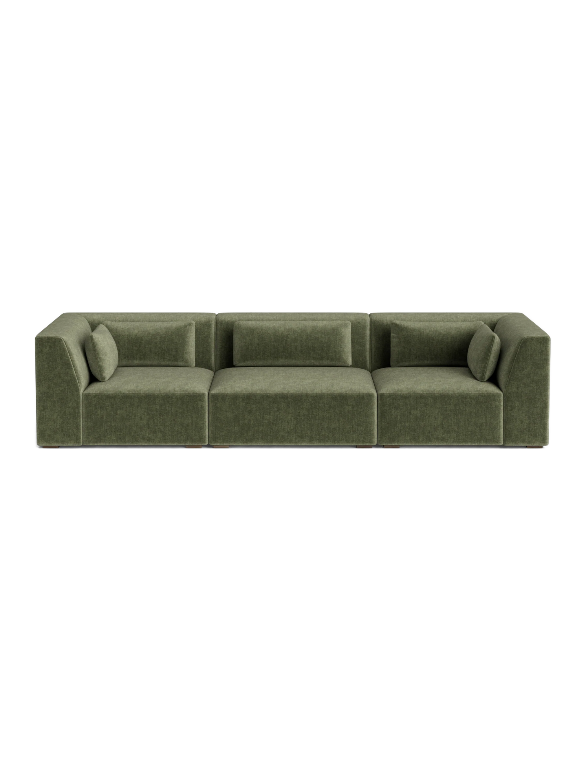 Moss Green High-Performance Striped Velvet Modular Sofa