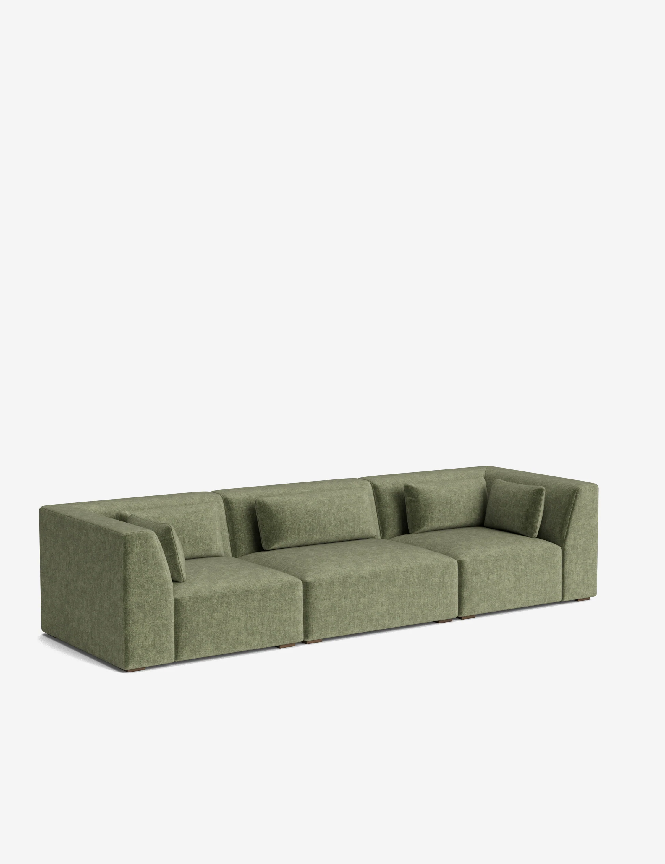 Moss Green High-Performance Striped Velvet Modular Sofa