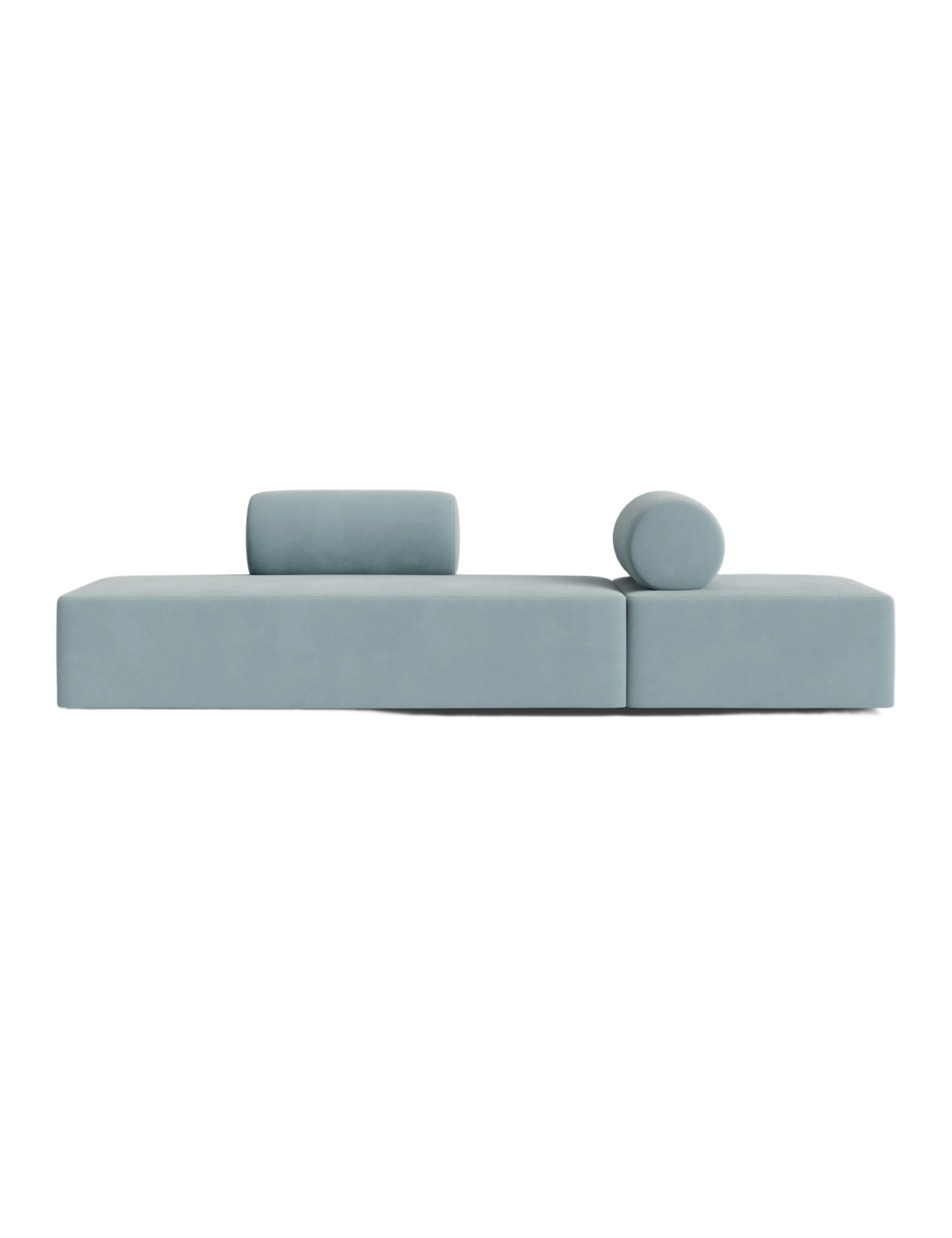 Classic Sky-Blue Velvet Modular Sofa