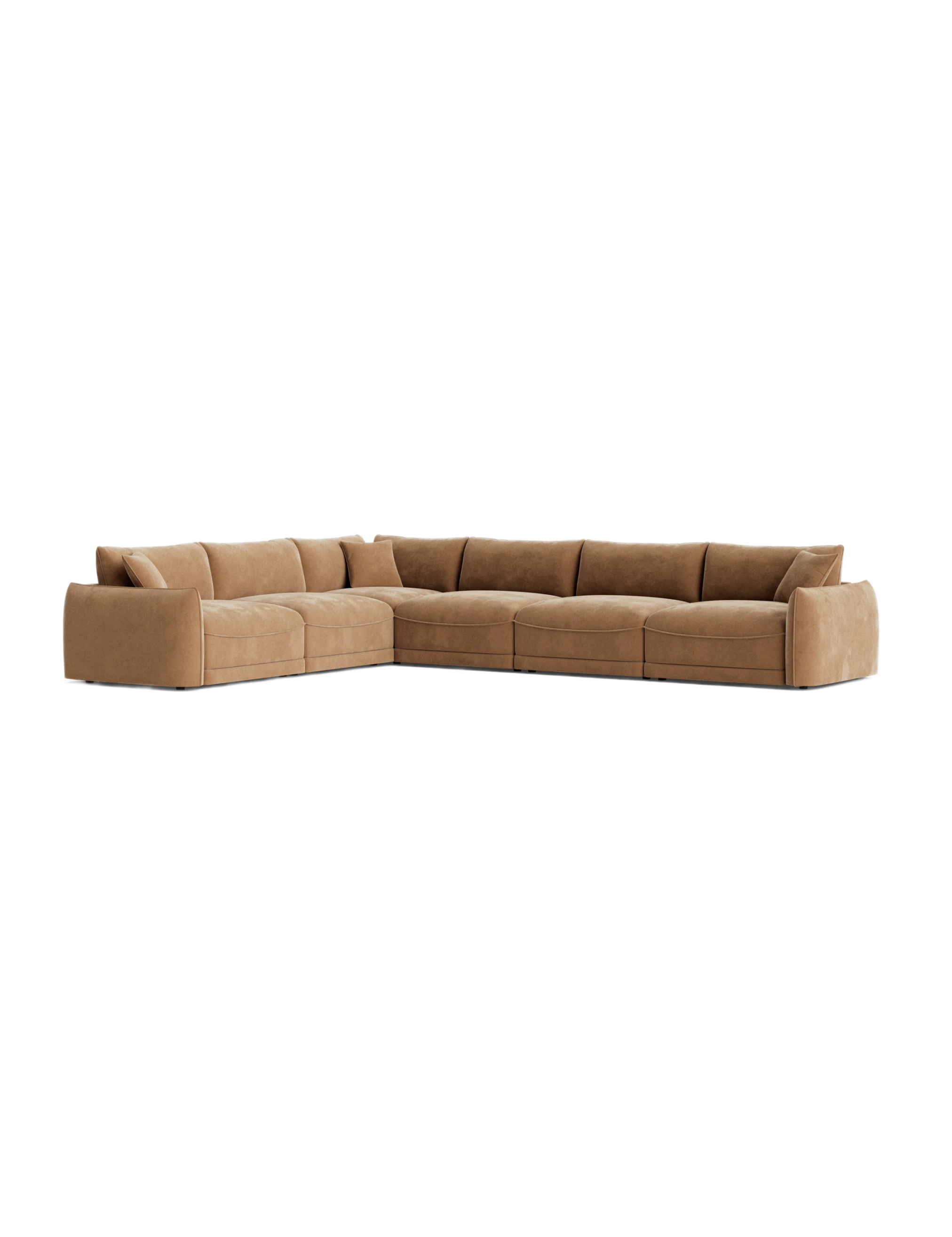 Retro camel-colored modular sofa