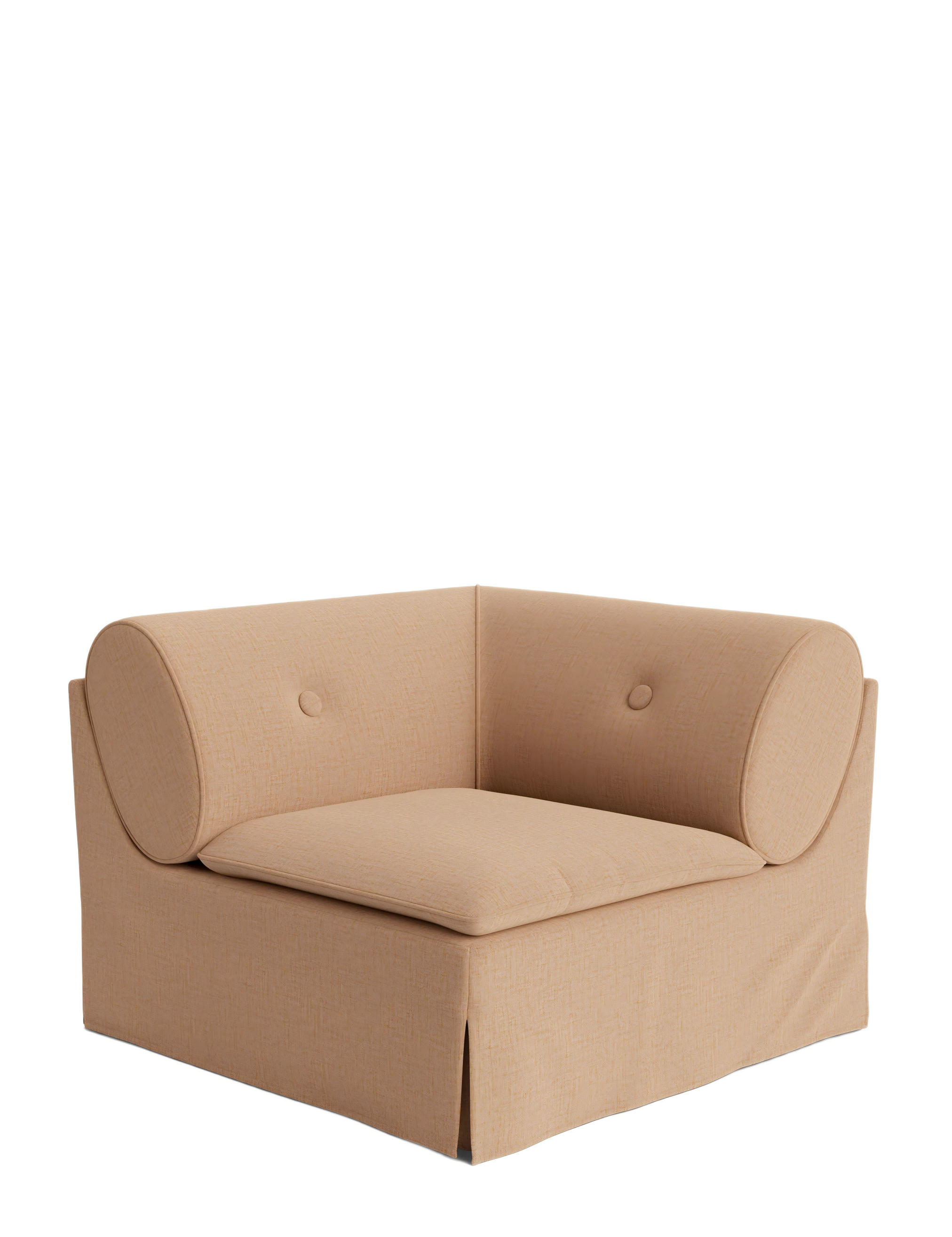Champagne-Colored Linen Modular Sofa