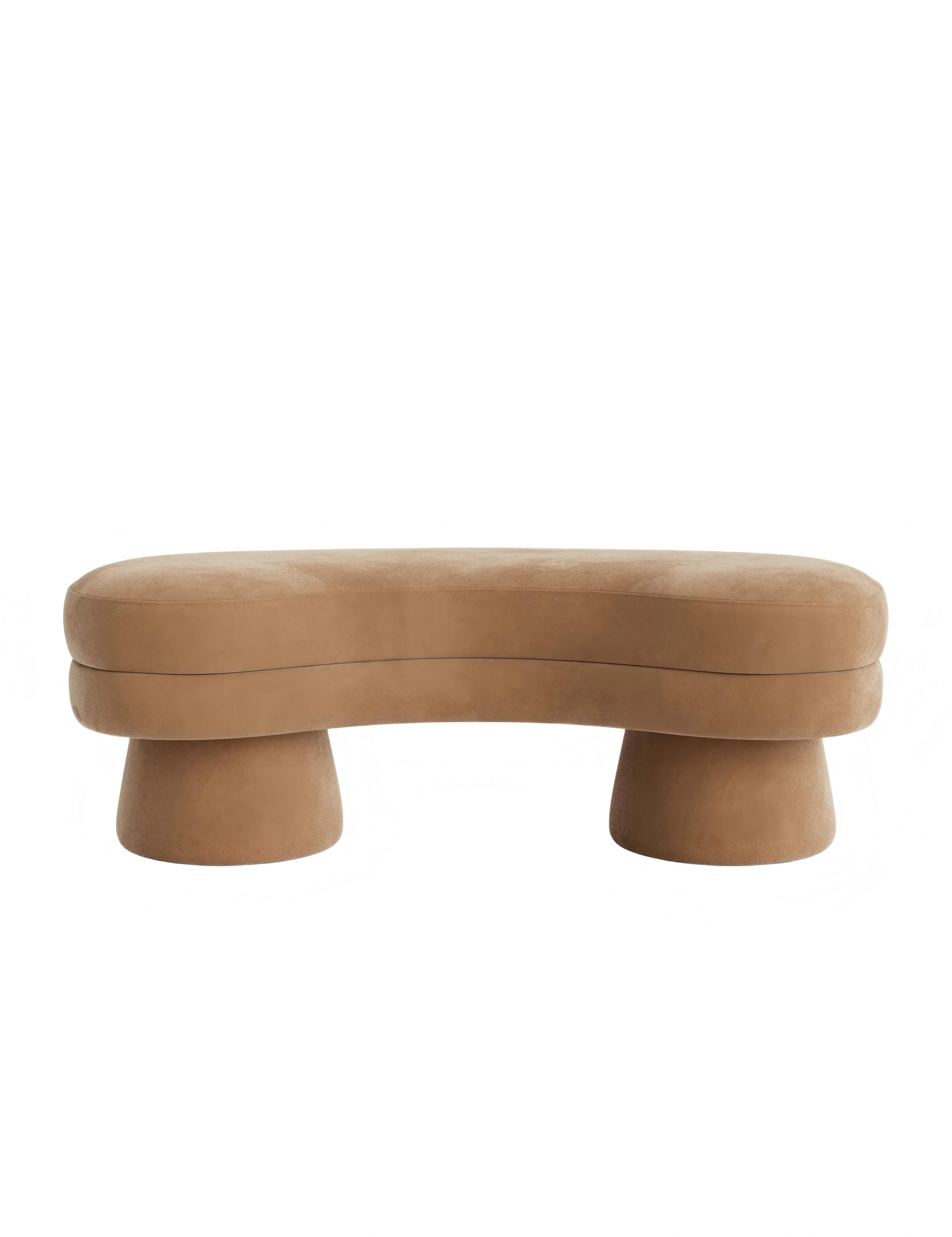 Camel Velvet Bench