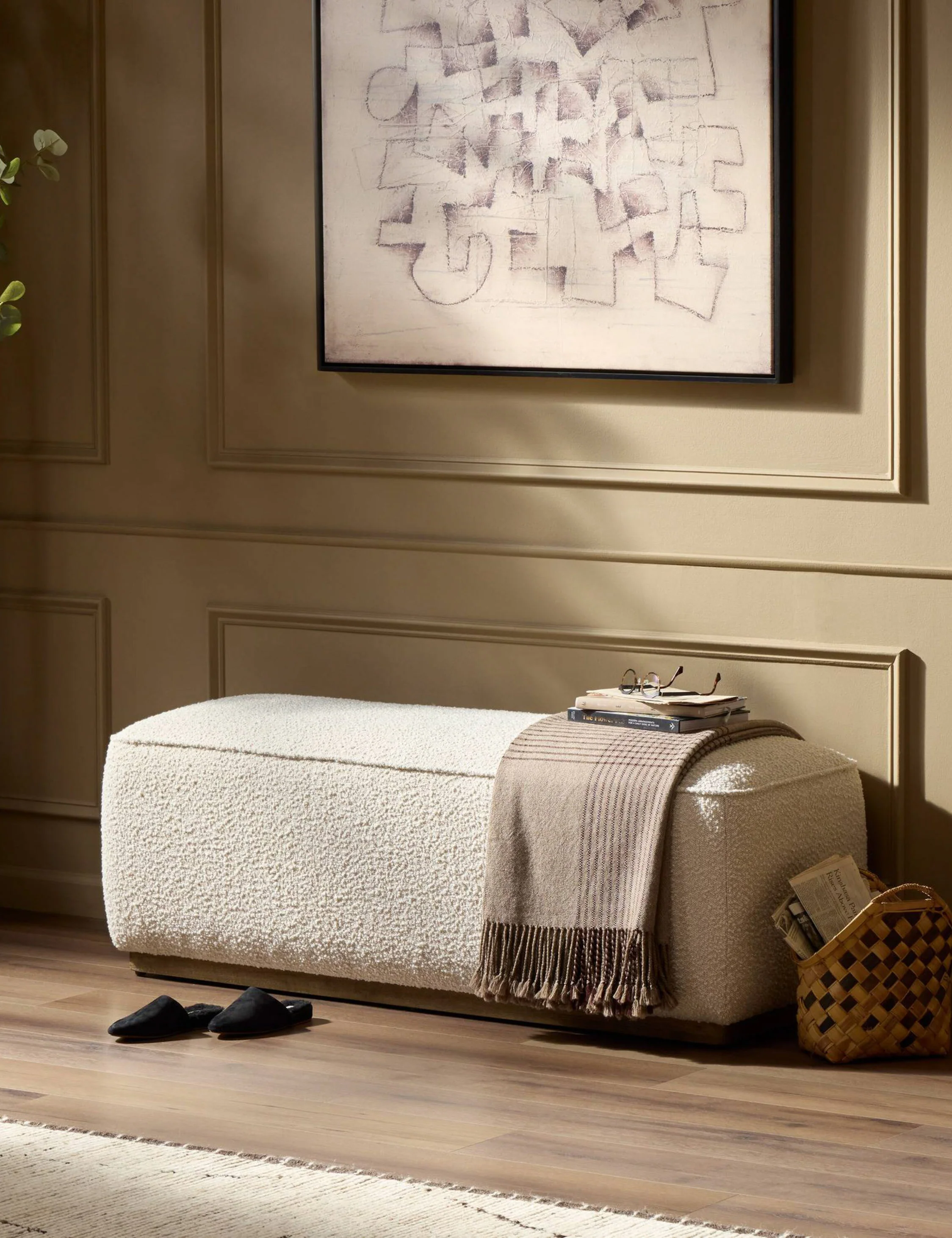 Comfortable Retro Beige Bench