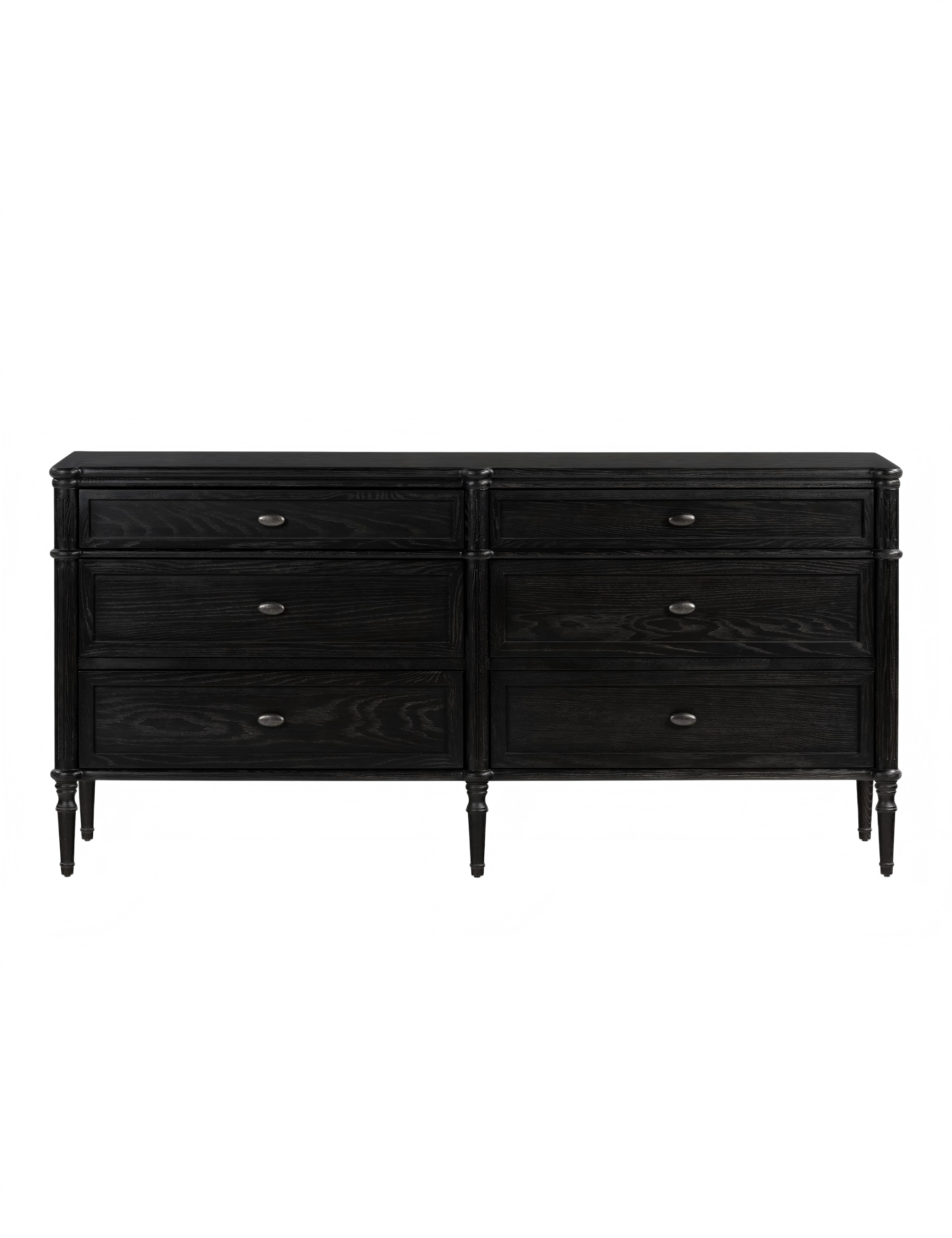Black Vintage 6-Drawer Dresser