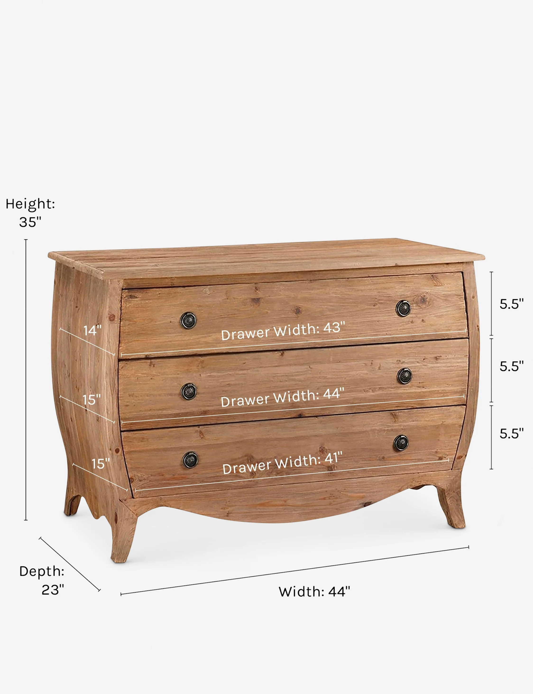 Small Solid Wood 3-Drawer Dresser
