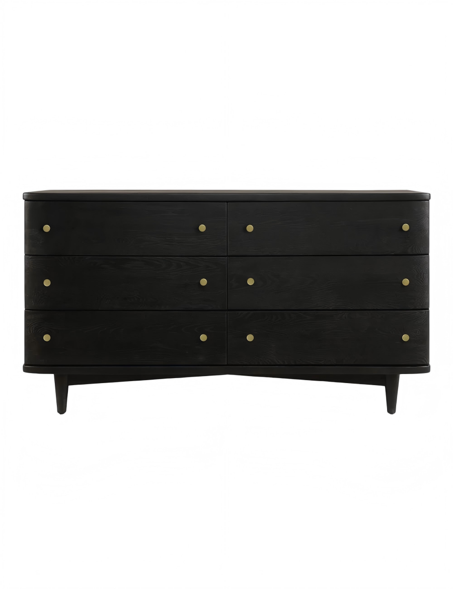 Black Oak 6-Drawer Dresser