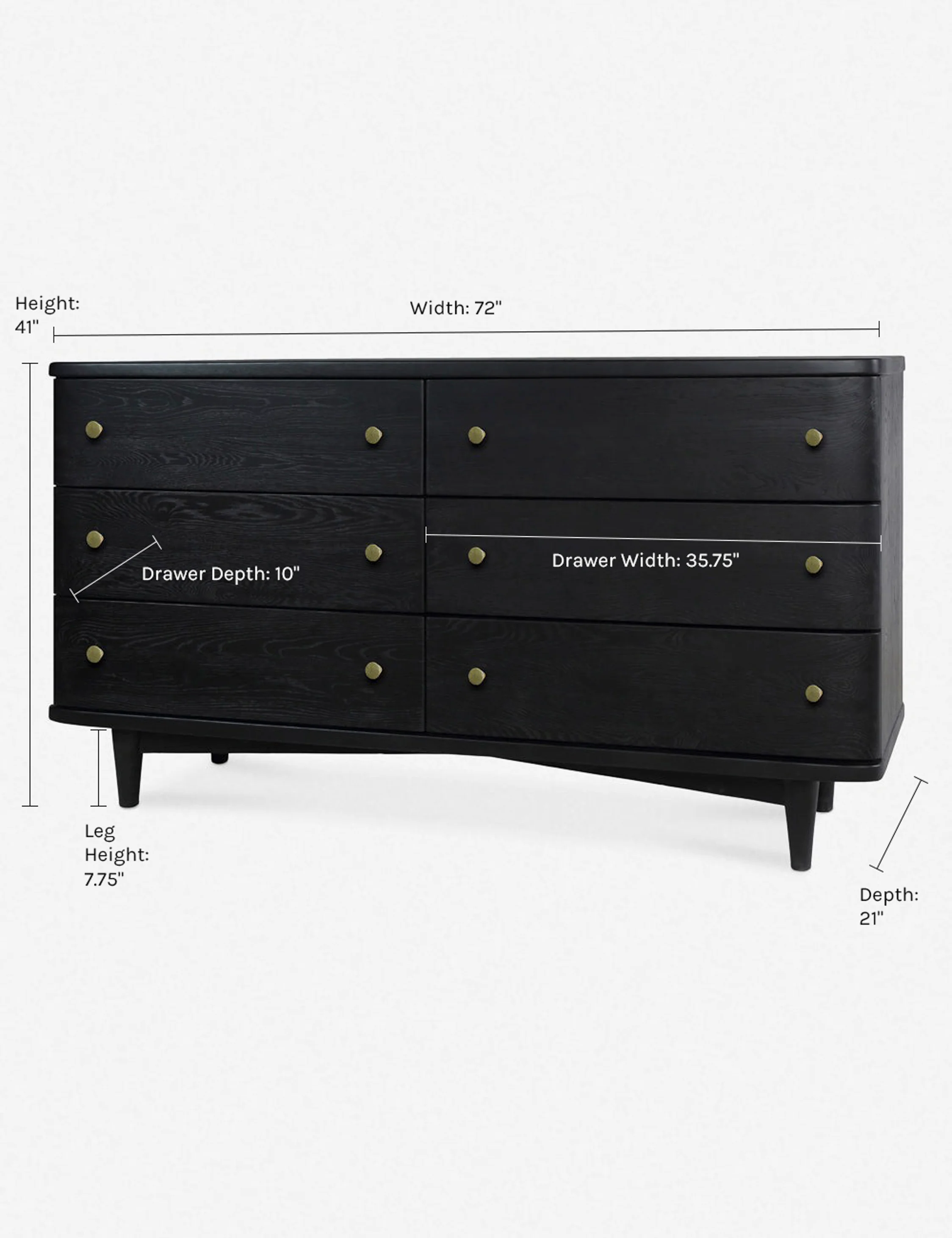 Black Oak 6-Drawer Dresser