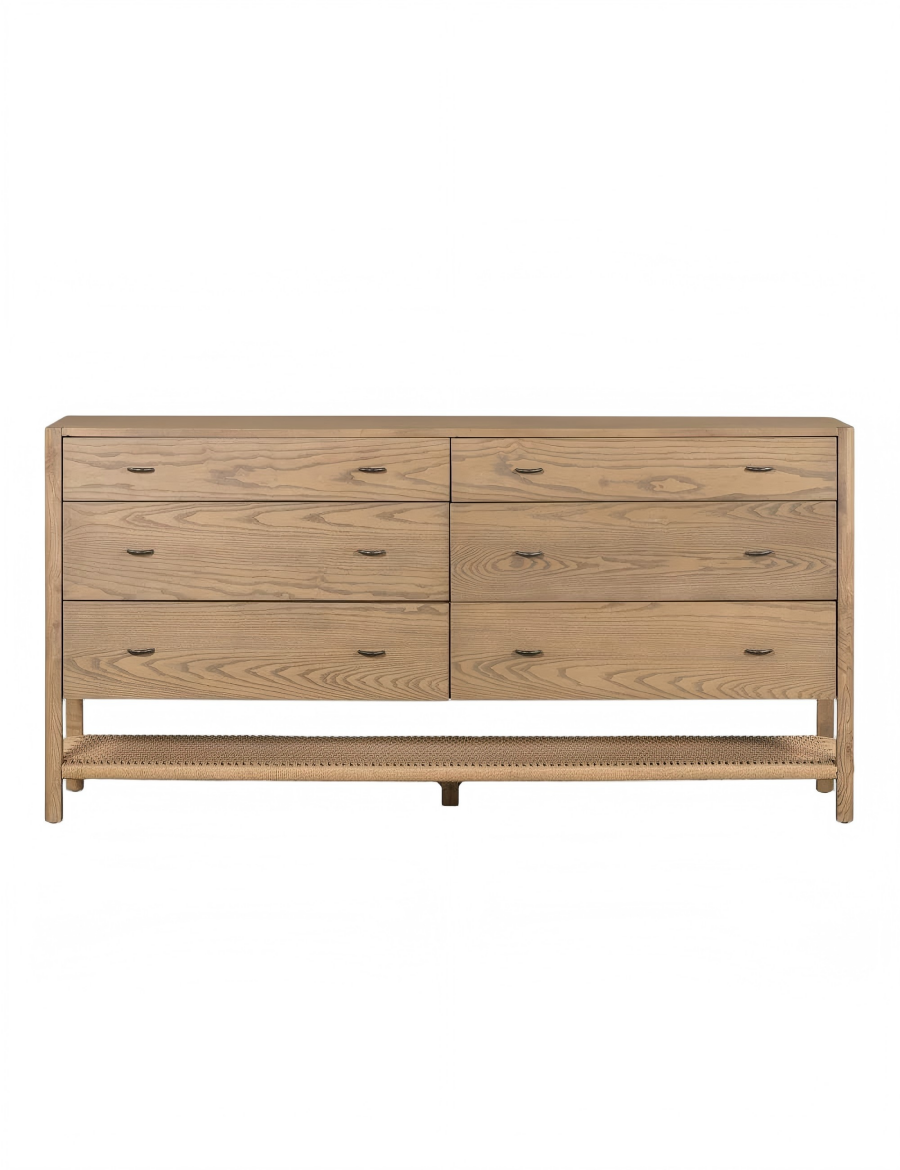 Ash Wood 6-Drawer Dresser