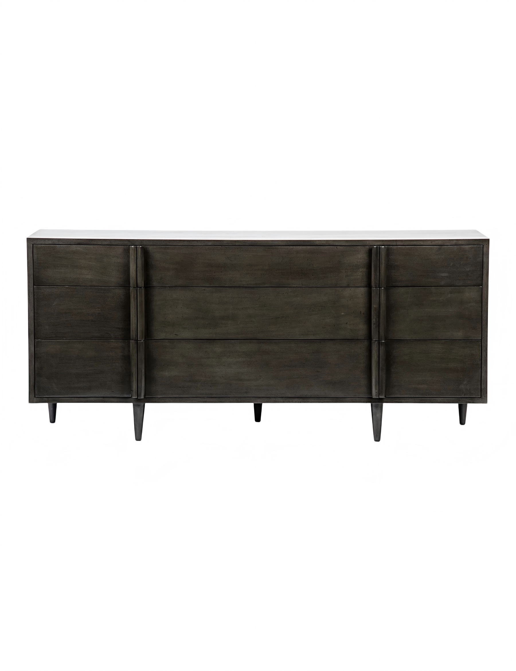 Black-Gray Solid Wood Tall Chest of Drawers