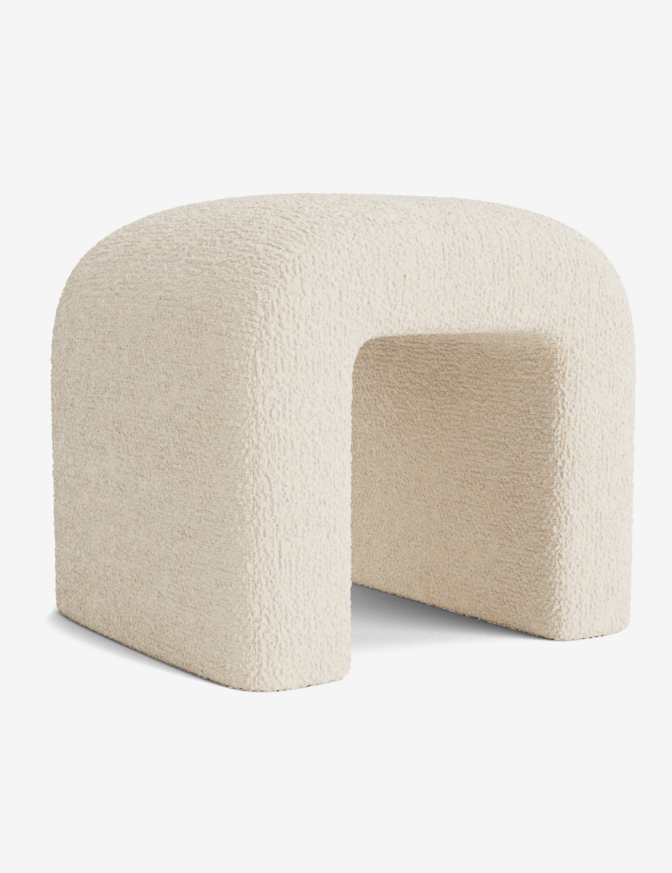 White Bouclé Stool White Bouclé Stool