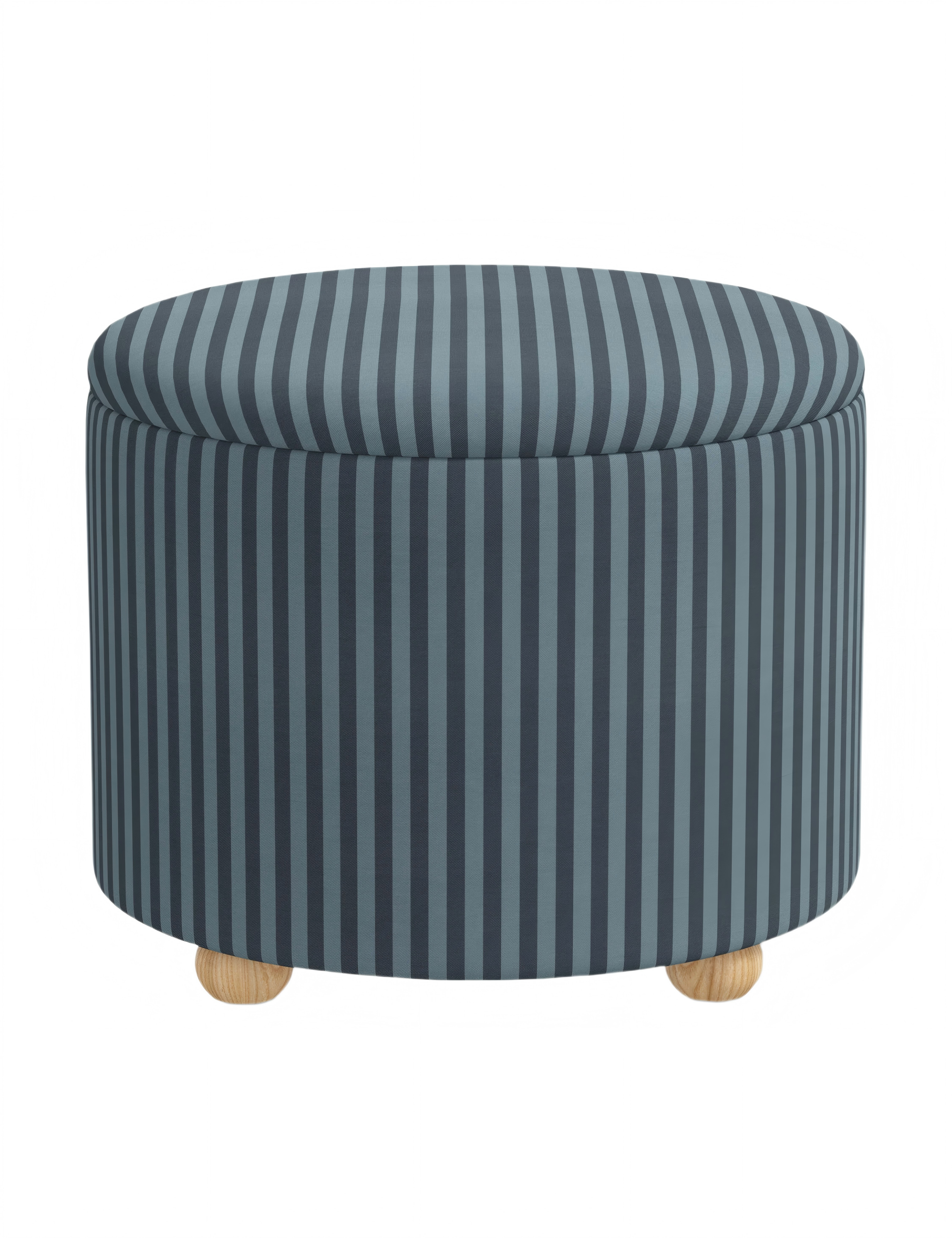 Blue Striped Storage Ottoman