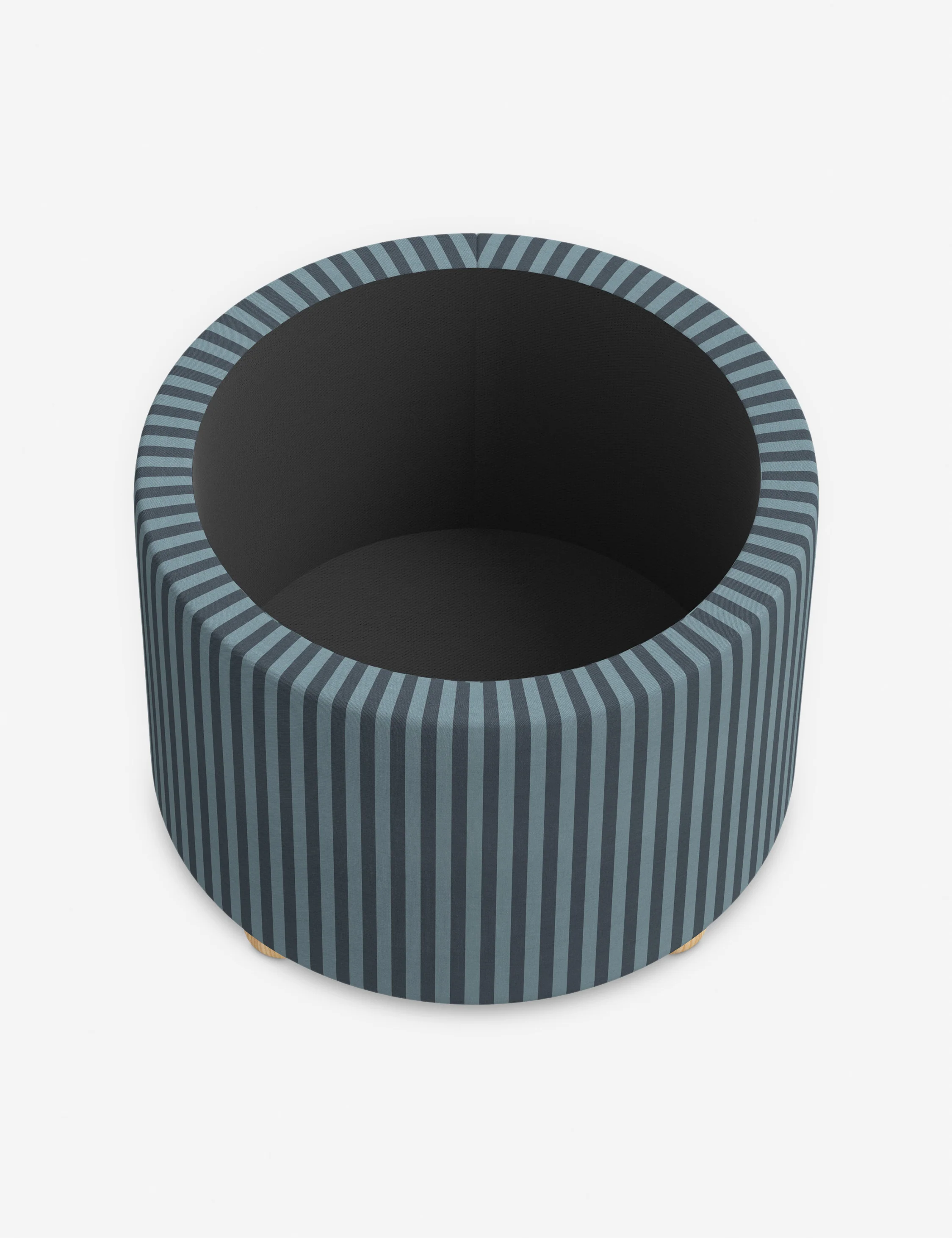 Blue Striped Storage Ottoman