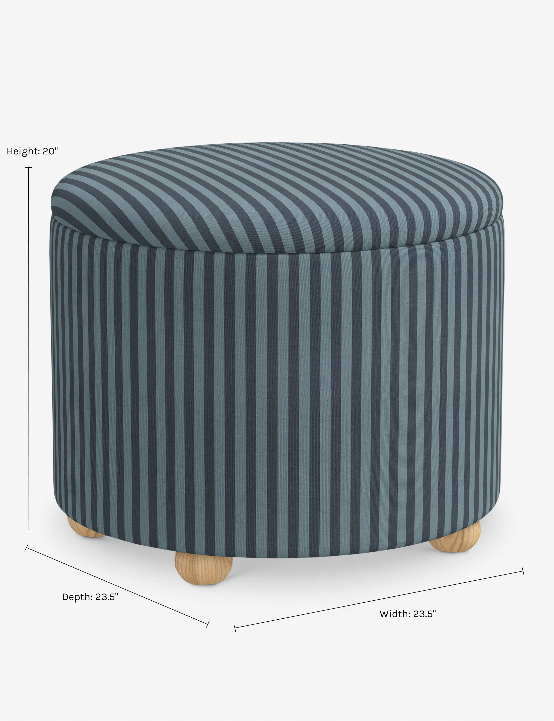 Blue Striped Storage Ottoman