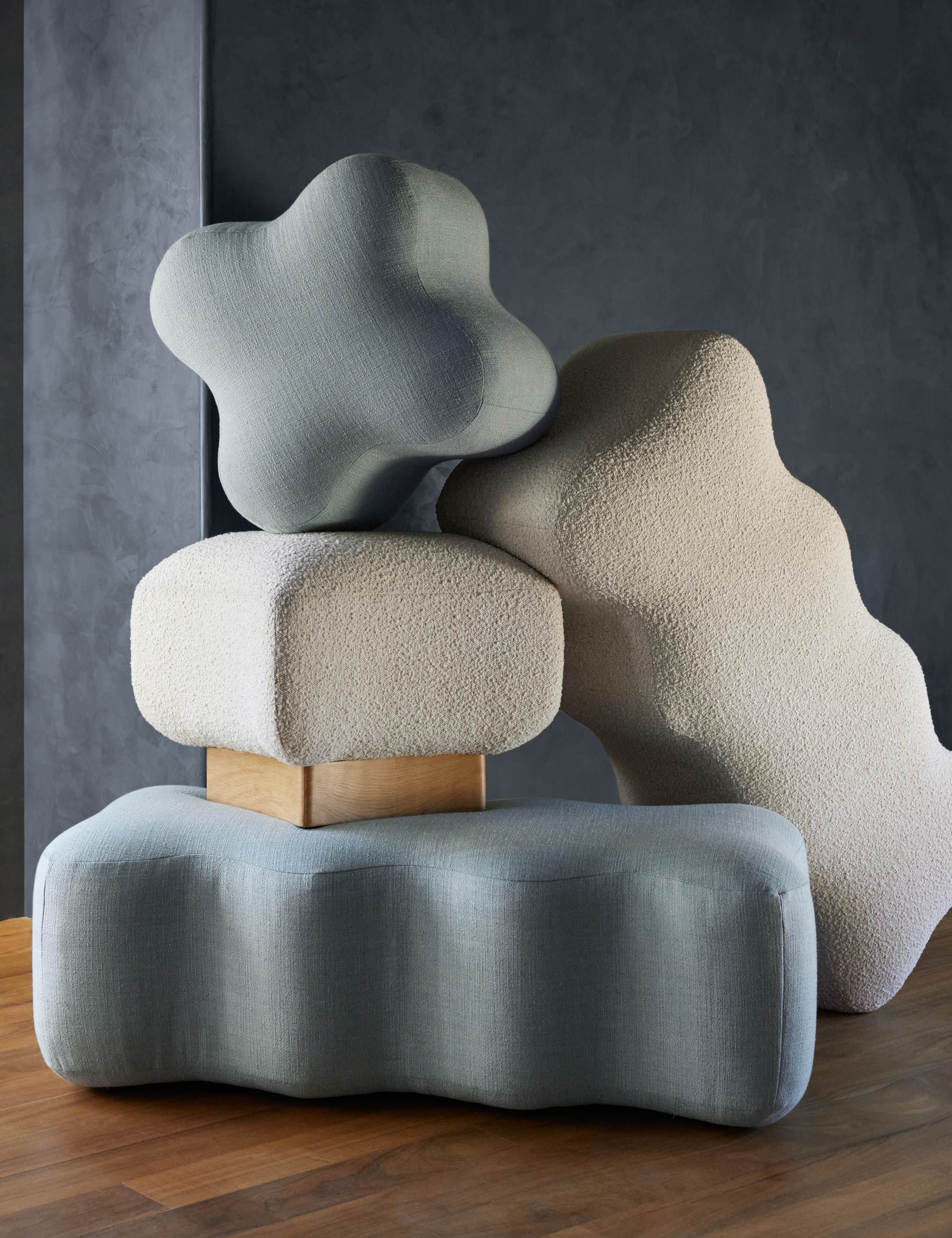 Blue Linen Ottoman Blue Linen Ottoman