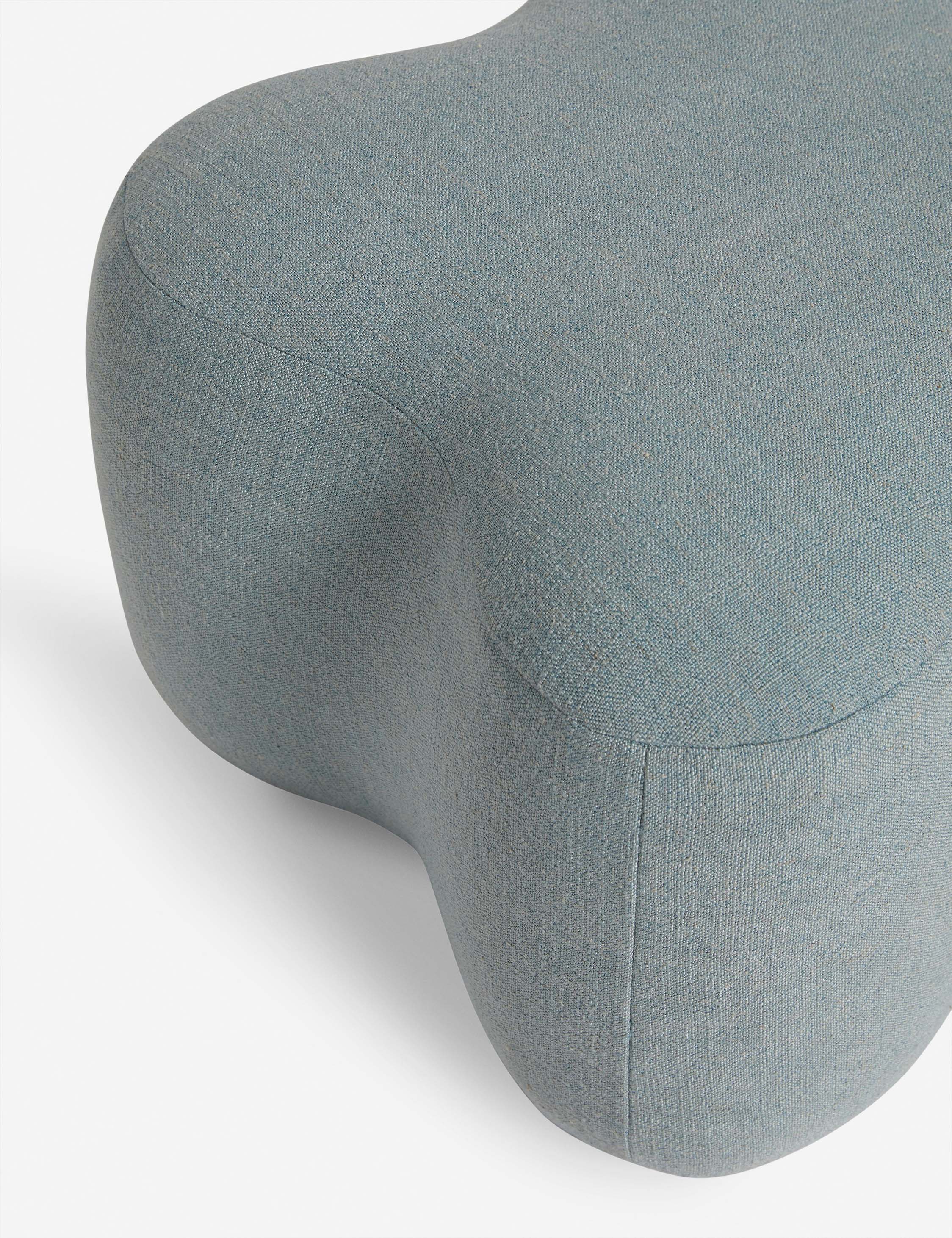 Blue Linen Ottoman Blue Linen Ottoman
