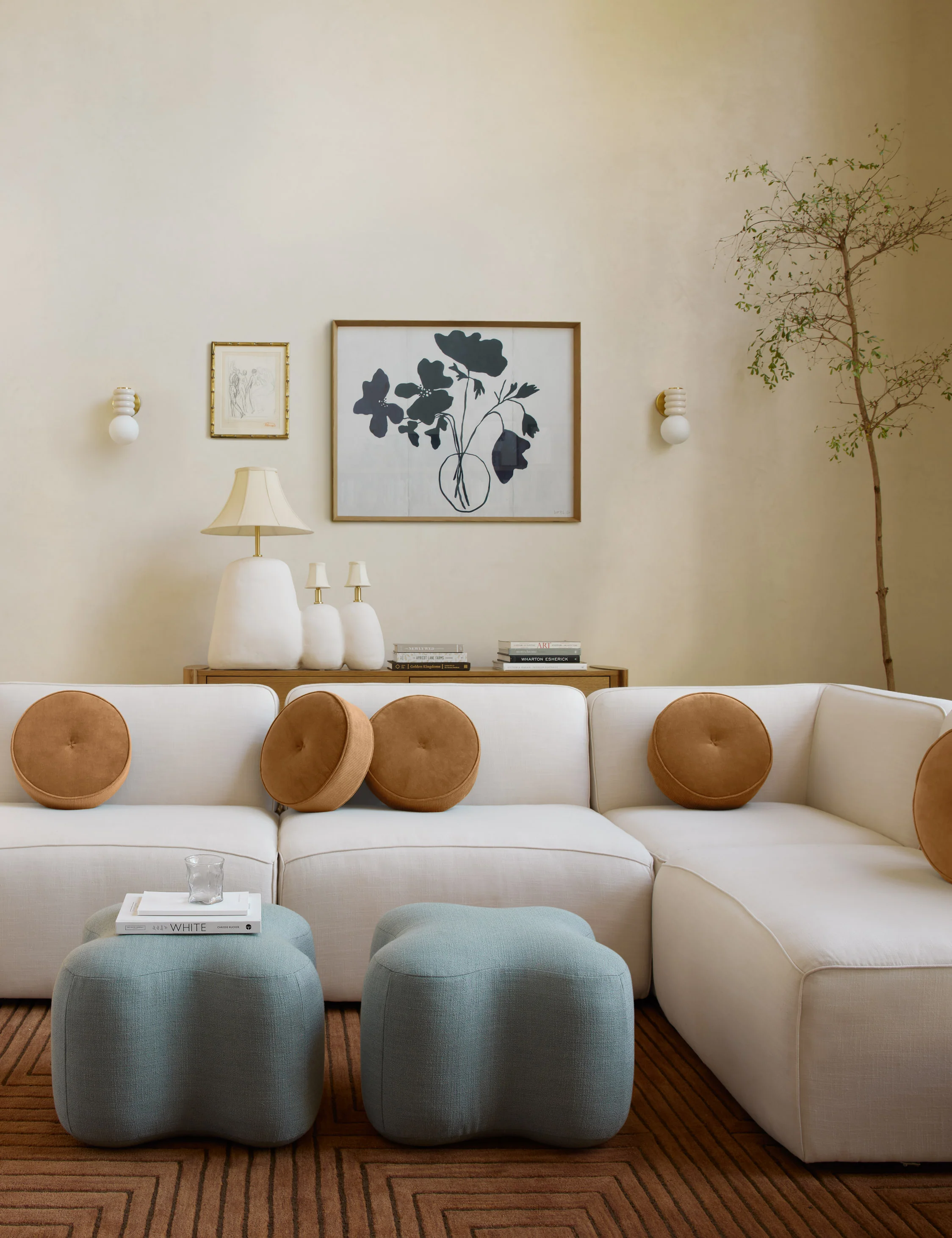 Blue Linen Ottoman Blue Linen Ottoman