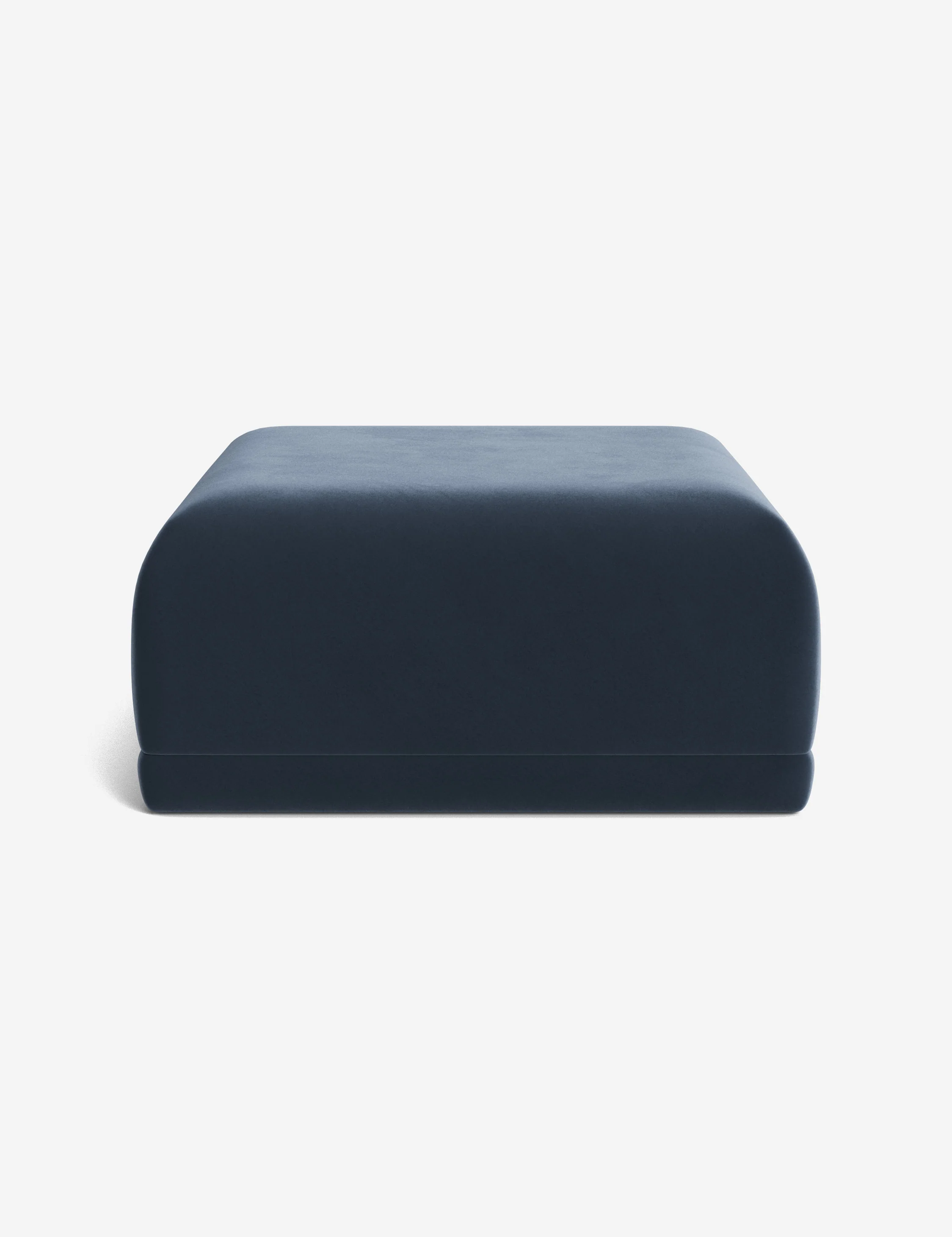 Square Blue Linen Ottoman